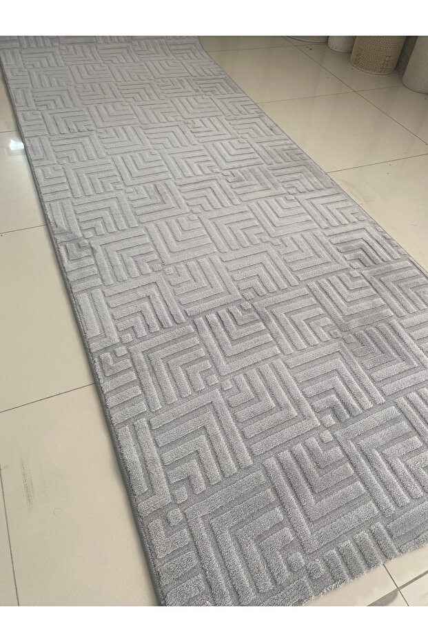 Çeşme Gri Kaymaz Tabanlı Elit Bukle Kesme Salon Koridor Mutfak Halısı Yolluk