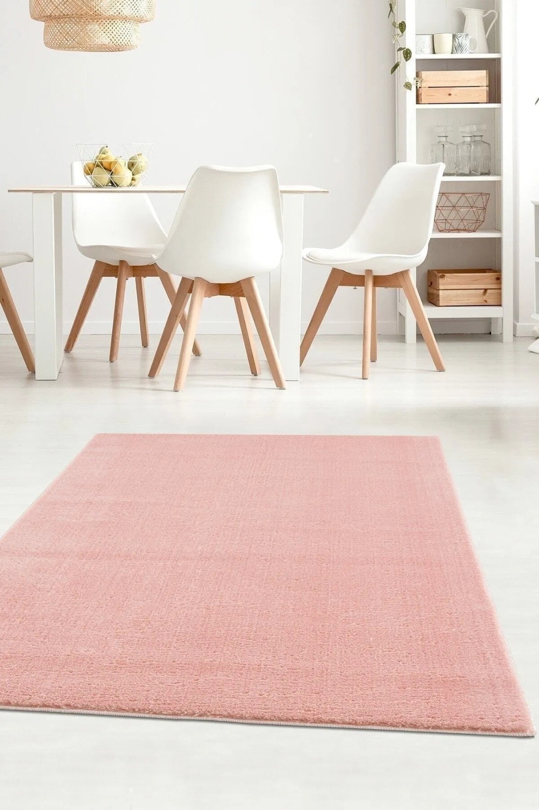 Post Peluş Kesme Halı Yolluk Kaymaz Taban Yıkanabilir Pofuduk Pembe