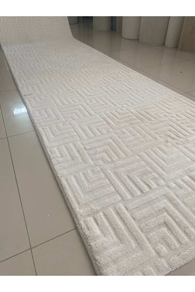 Çeşme Krem Kaymaz Tabanlı Elit Bukle Kesme Salon Koridor Mutfak Halısı Yolluk