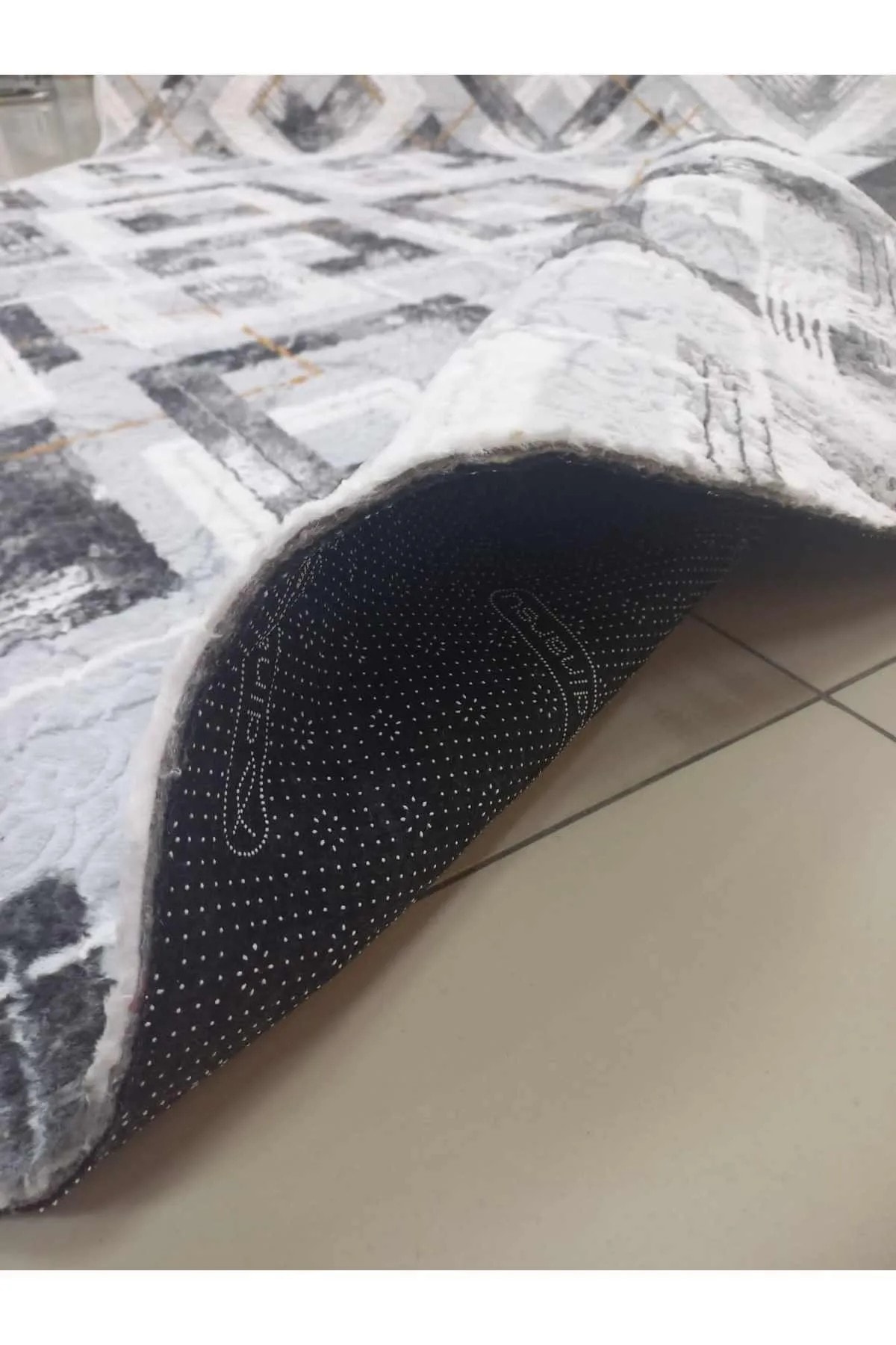 Anka Gri Kaymaz Taban Yolluk Yıkanabilir Halı