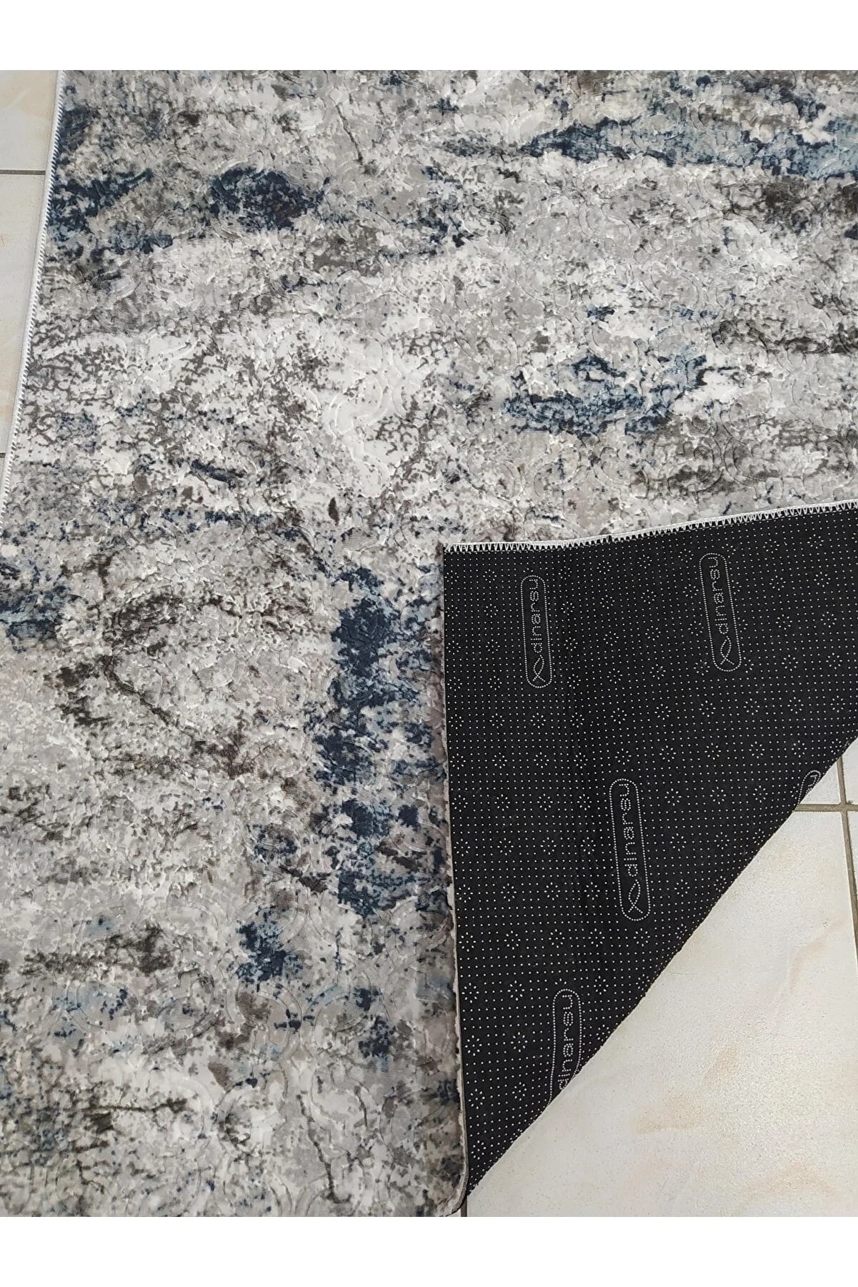 Akre Mavi Kaymaz Taban Yıkanabilir Kesme Yolluk