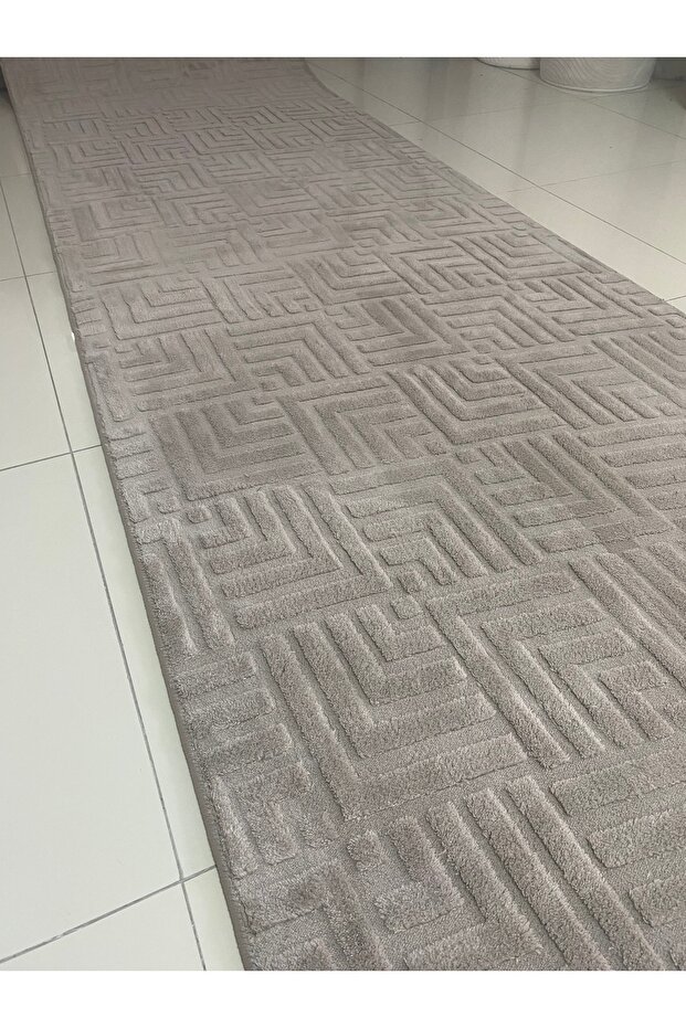 Çeşme Bej Kaymaz Tabanlı Elit Bukle Kesme Salon Koridor Mutfak Halısı Yolluk