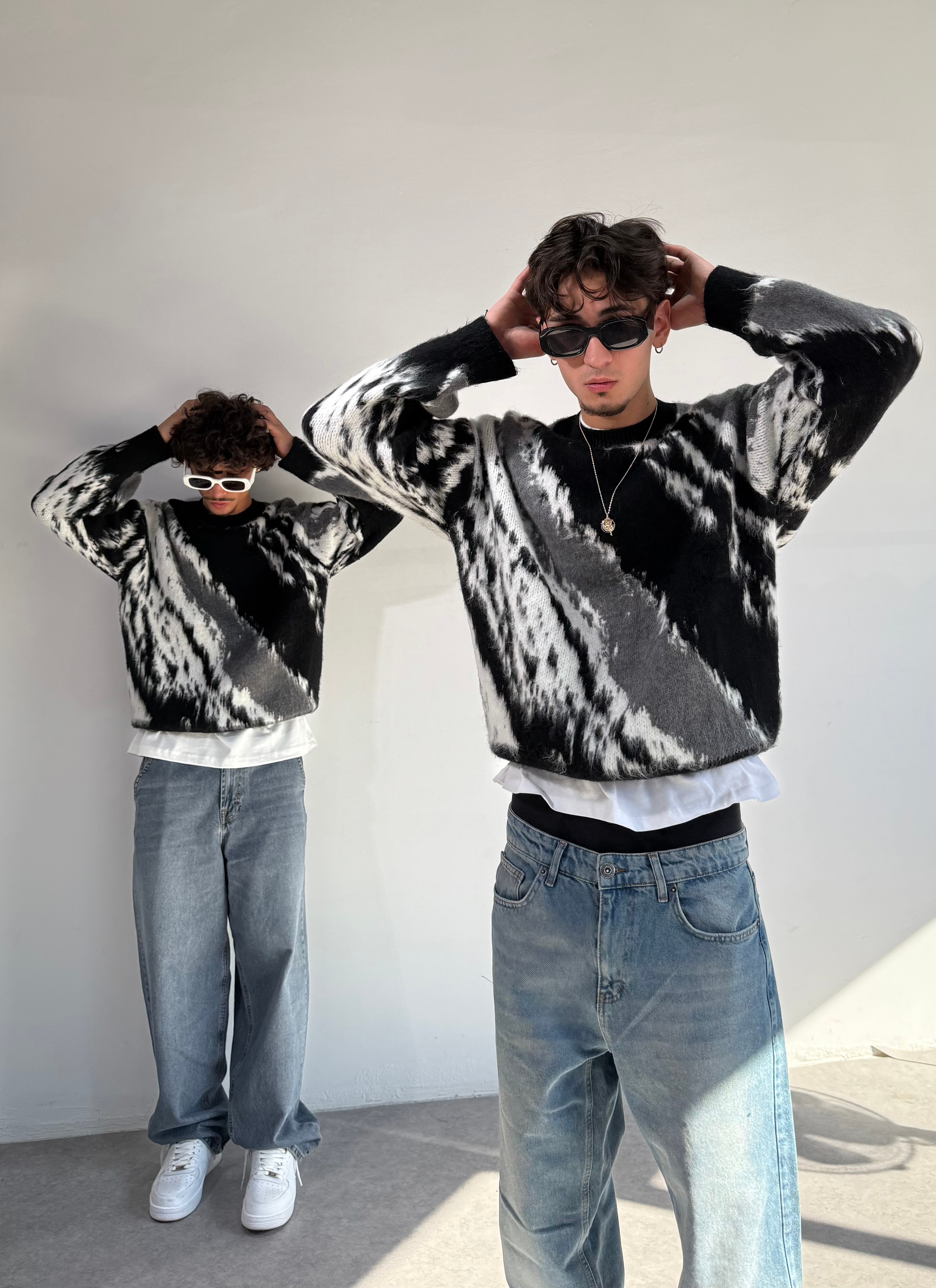 Desenli Oversize Premium Triko kazak 