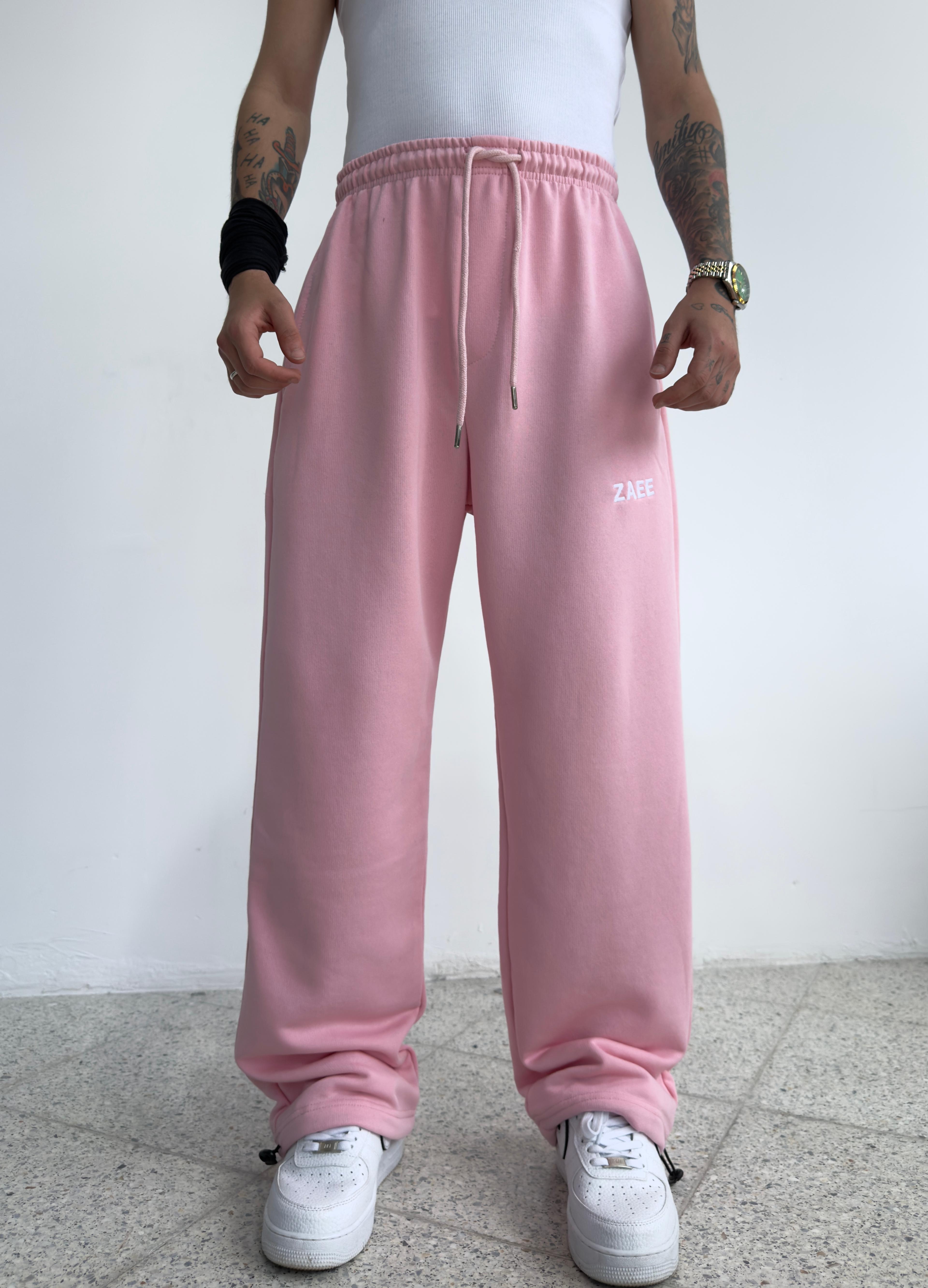 ZAEE Nakışlı Yazlık Kumaş Ayarlanabilir Paça Baggy Premium Eşofman Altı  - Pembe