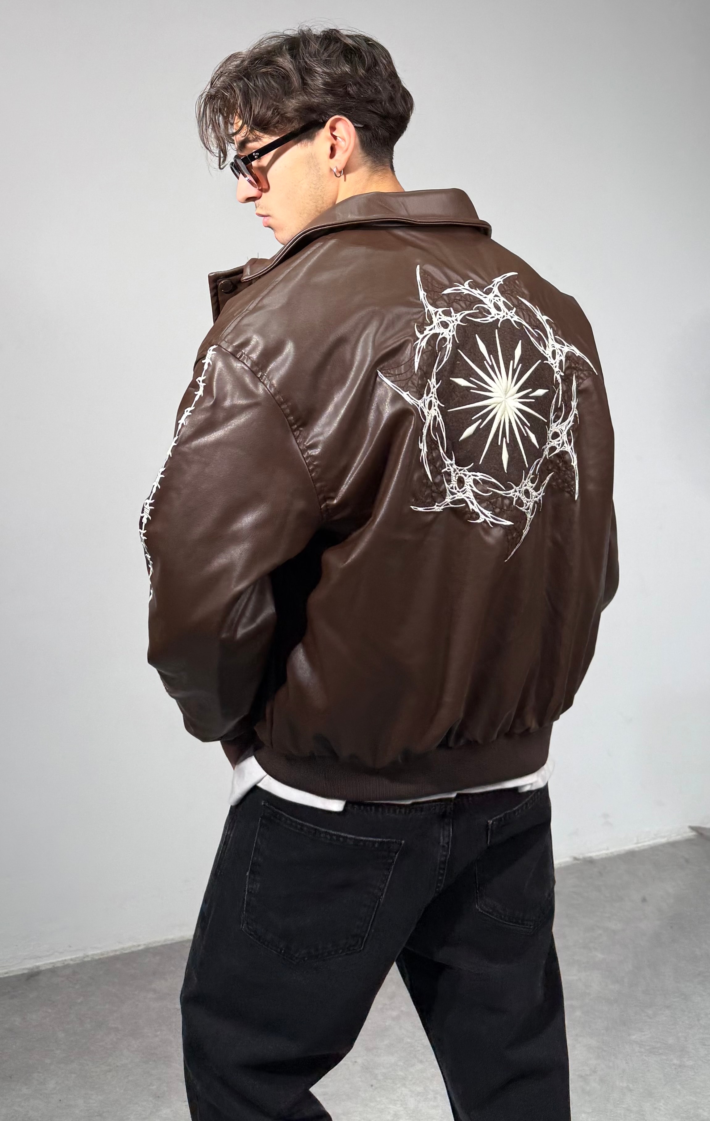 Nakışlı Özel Seri Premium Oversize unisex Deri Ceket 