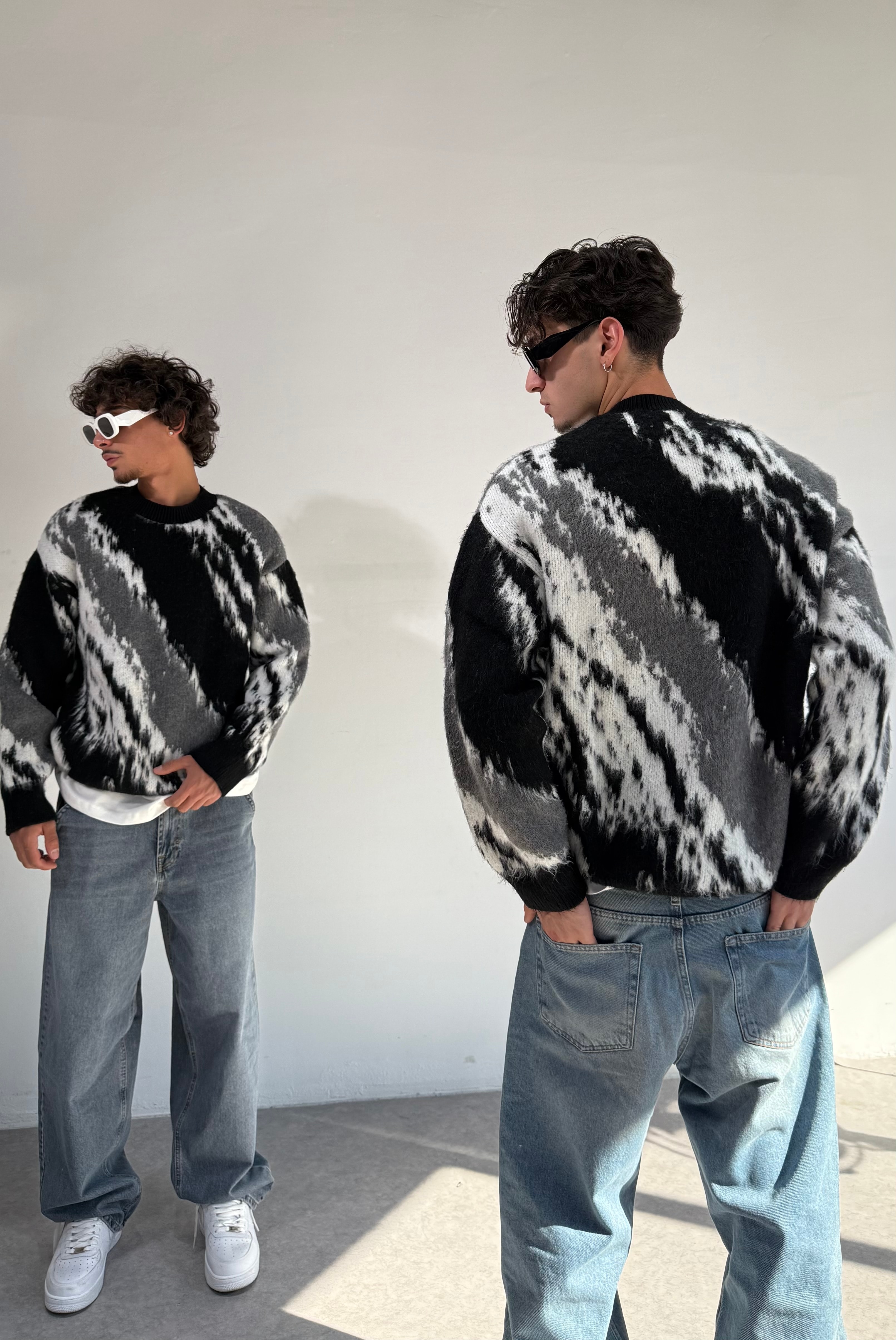 Desenli Oversize Premium Triko kazak 