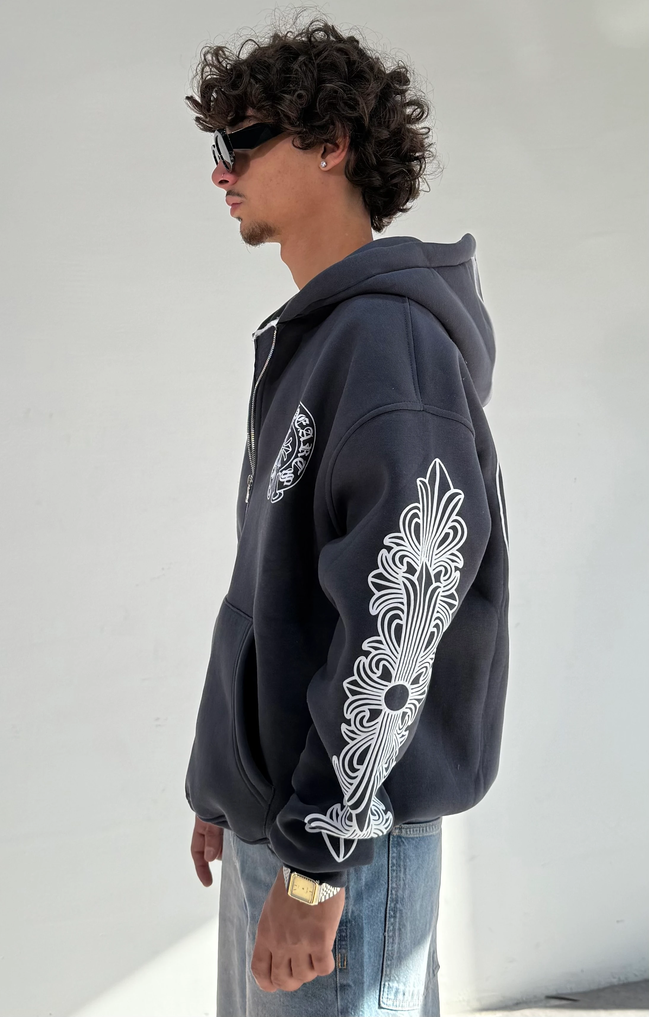 c. Baskılı Oversize Fermuarlı Sweatshirt