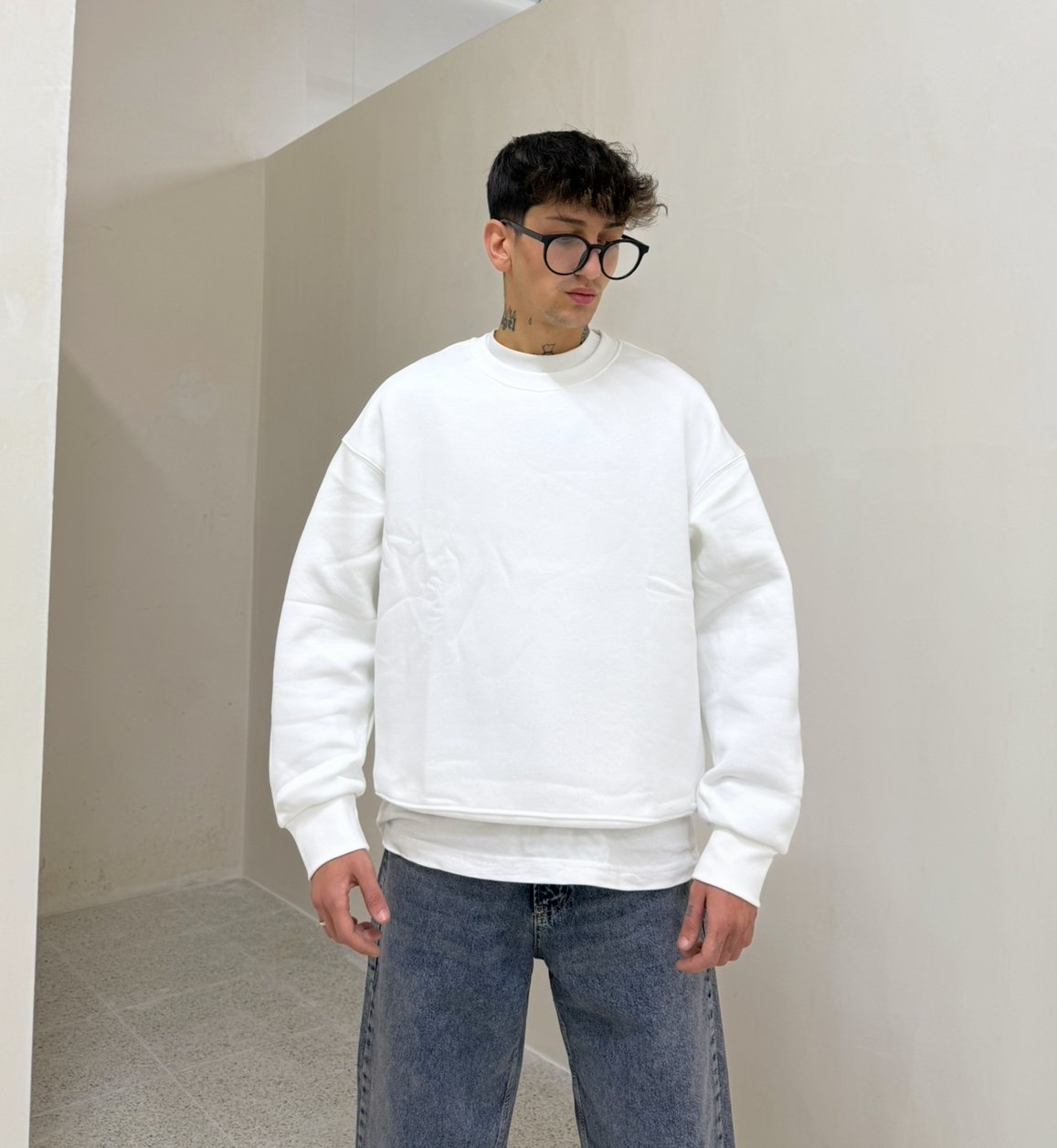 Basic Oversize Sweat - Beyaz