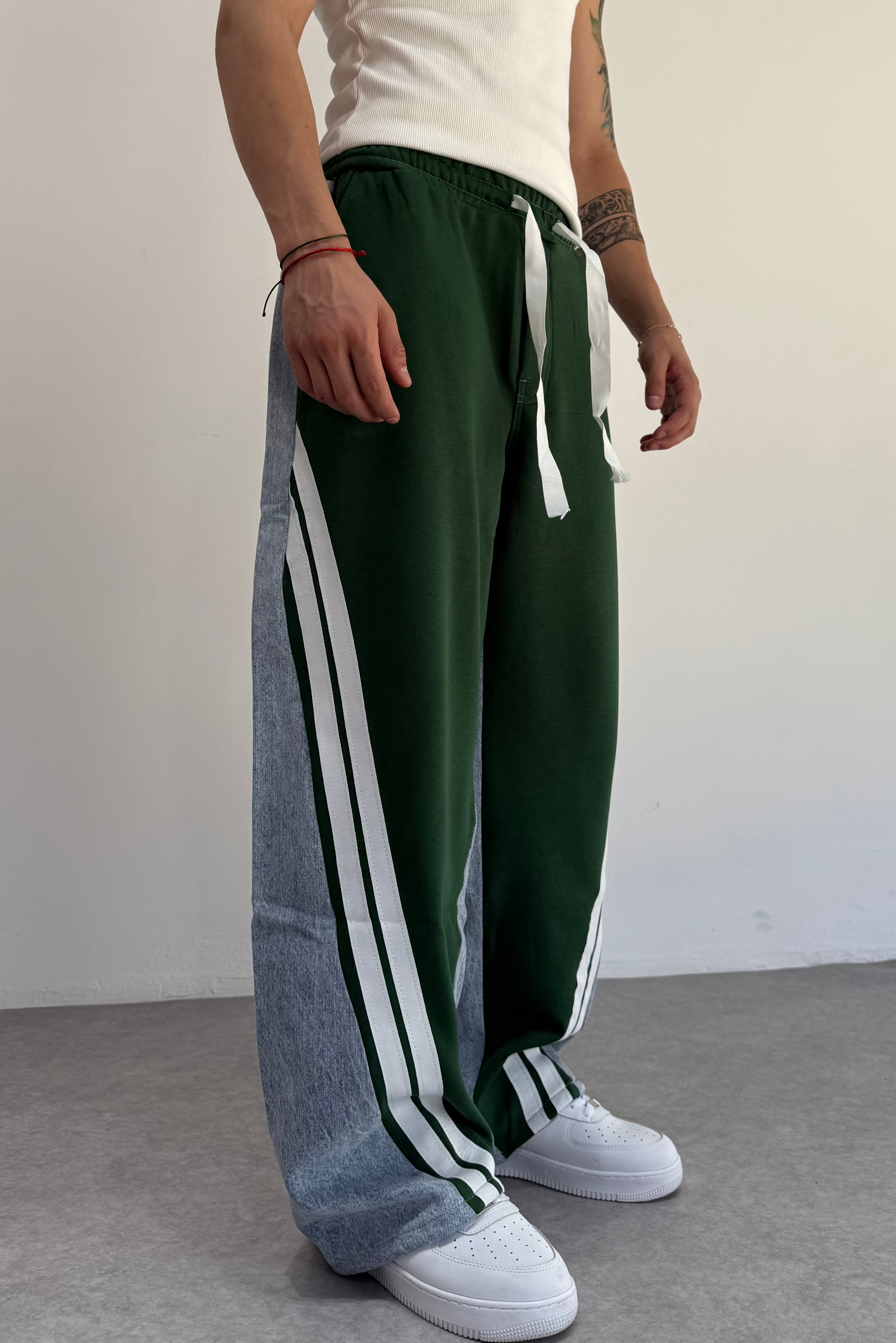 Unisex Şeritli Bol Pantolon 