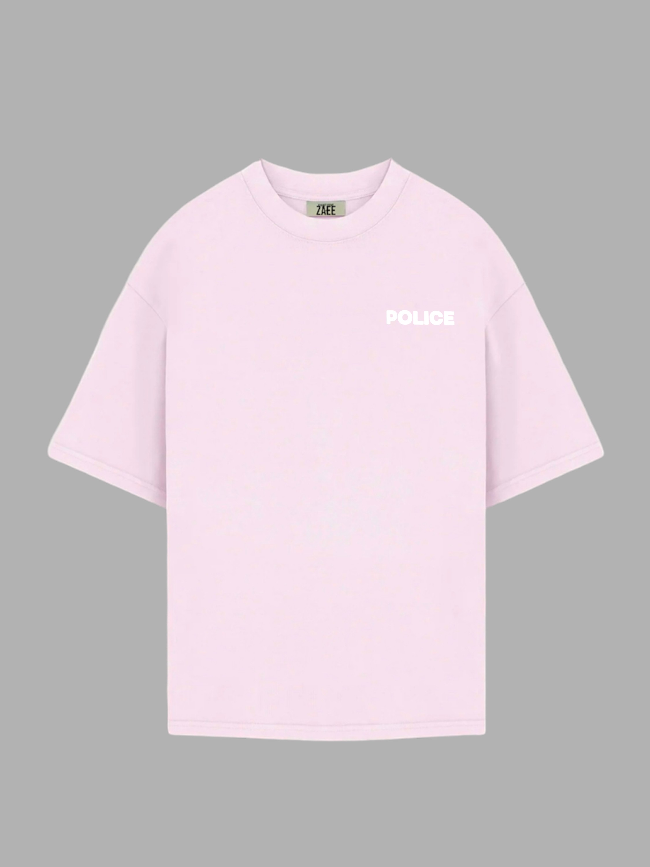 POLICE Baskılı Oversize Tişört - Pembe