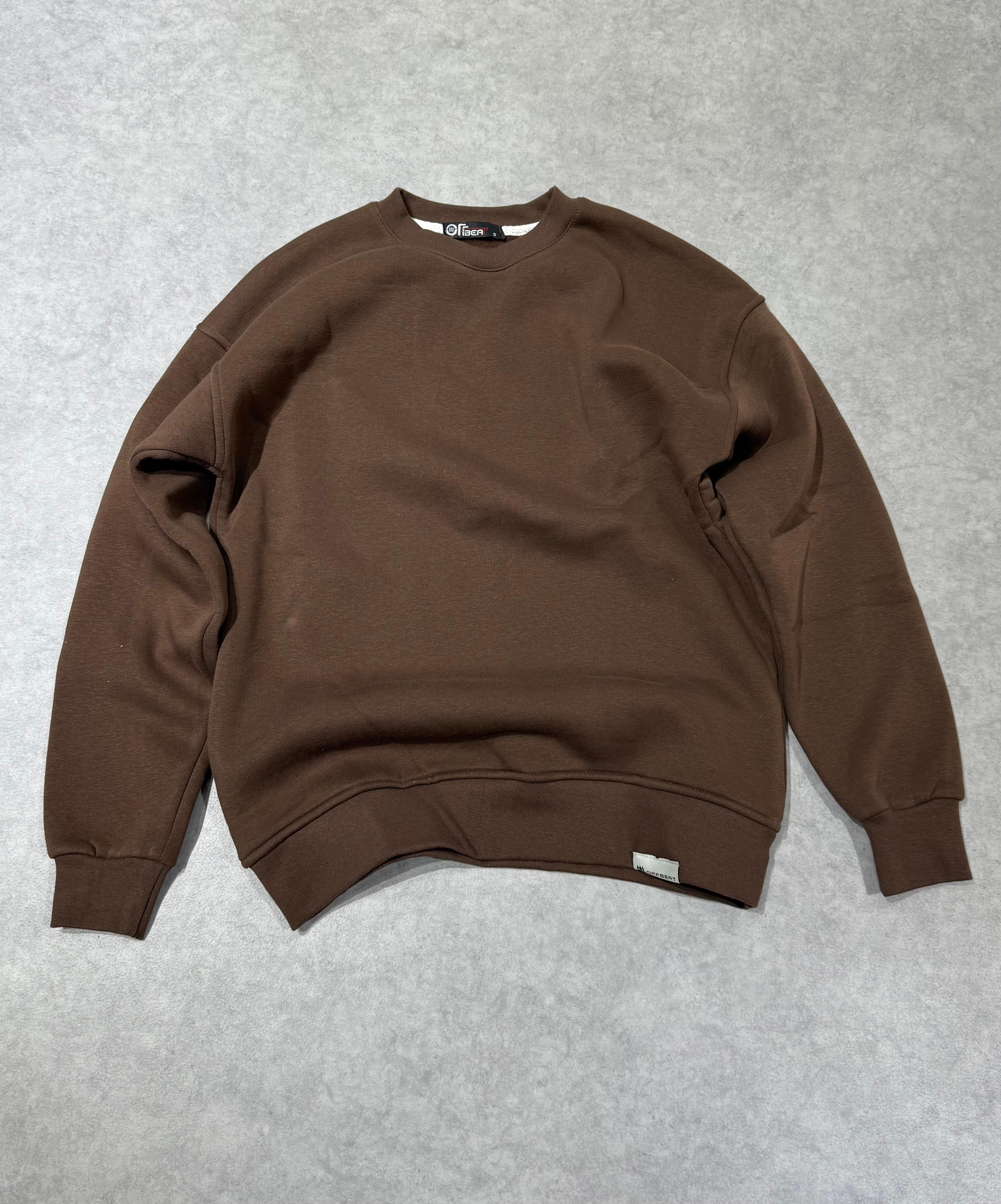 3 İplik Şardonlu Sweat - kahverengi