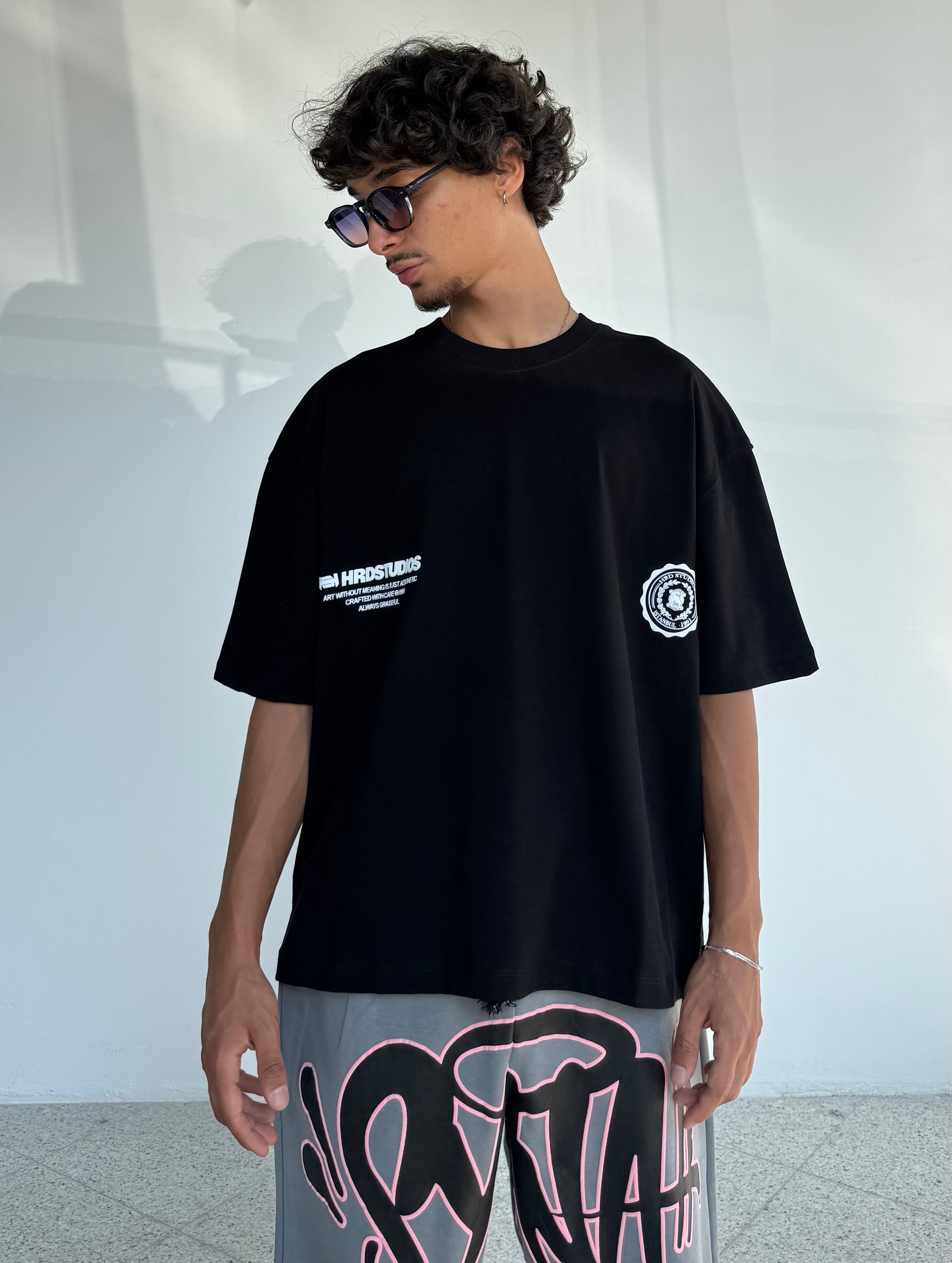 HS Baskılı Crop Boy Oversize Tişört