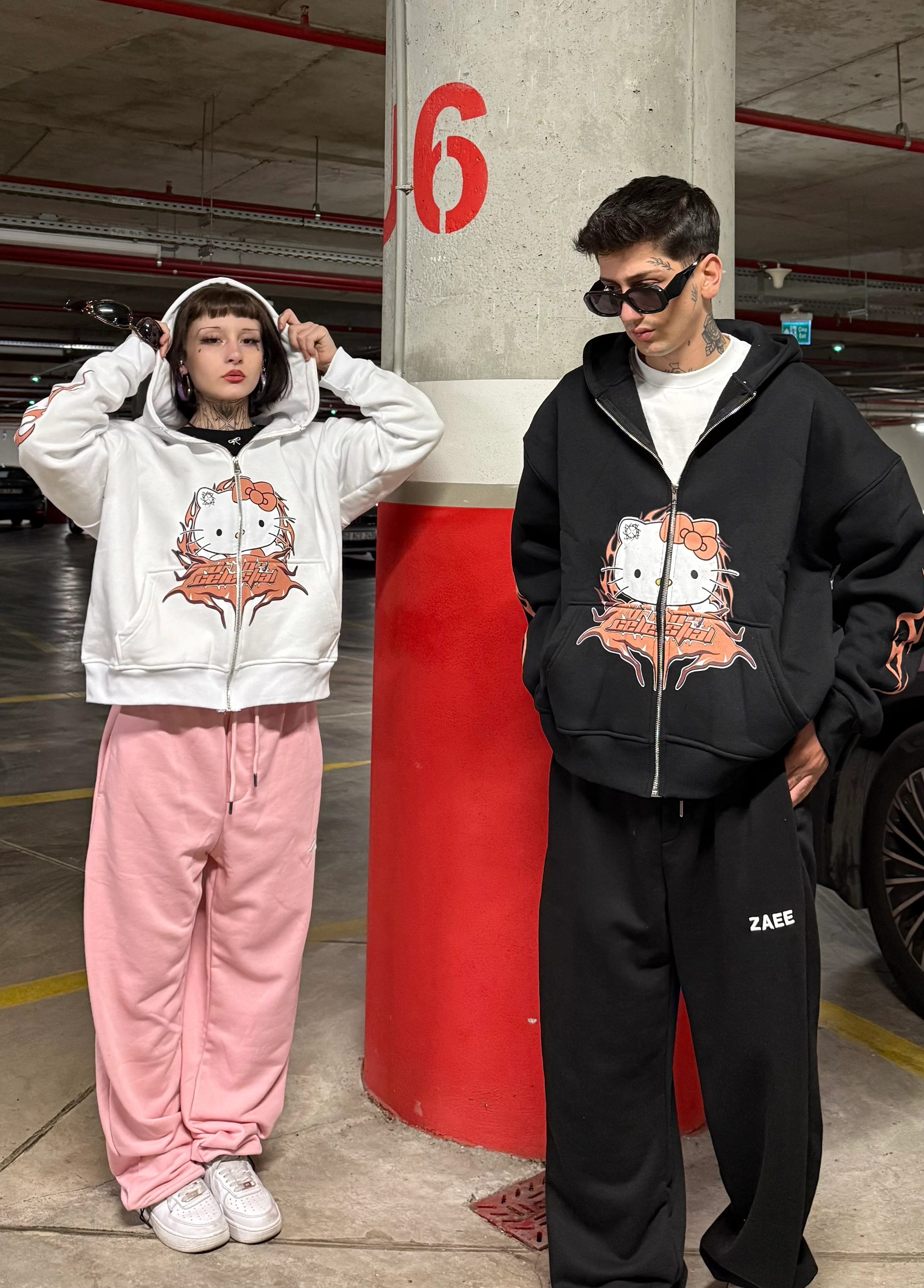 Hello Kitty Baskılı Oversize Zipp Hoodie 
