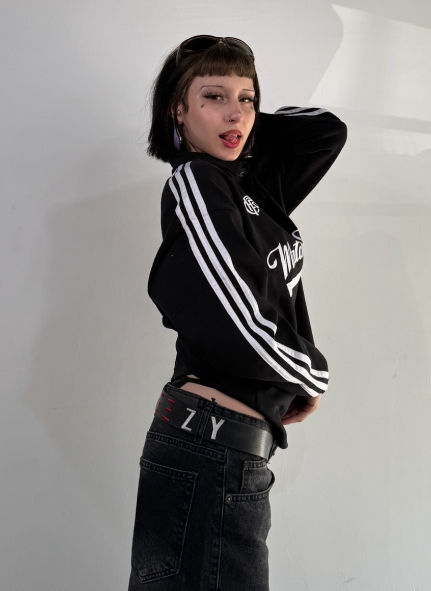 Matcha Story Baskılı Oversize Polo Yaka Sweat