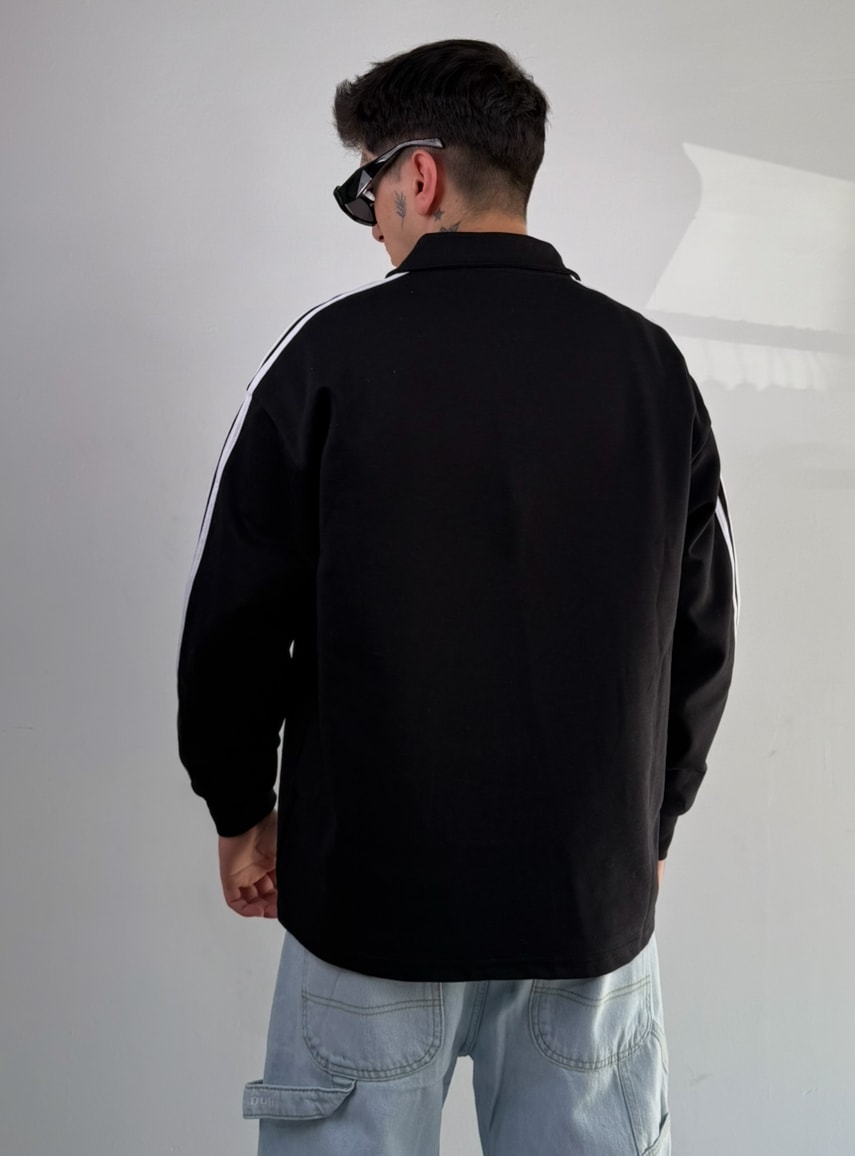Matcha Story Baskılı Oversize Polo Yaka Sweat