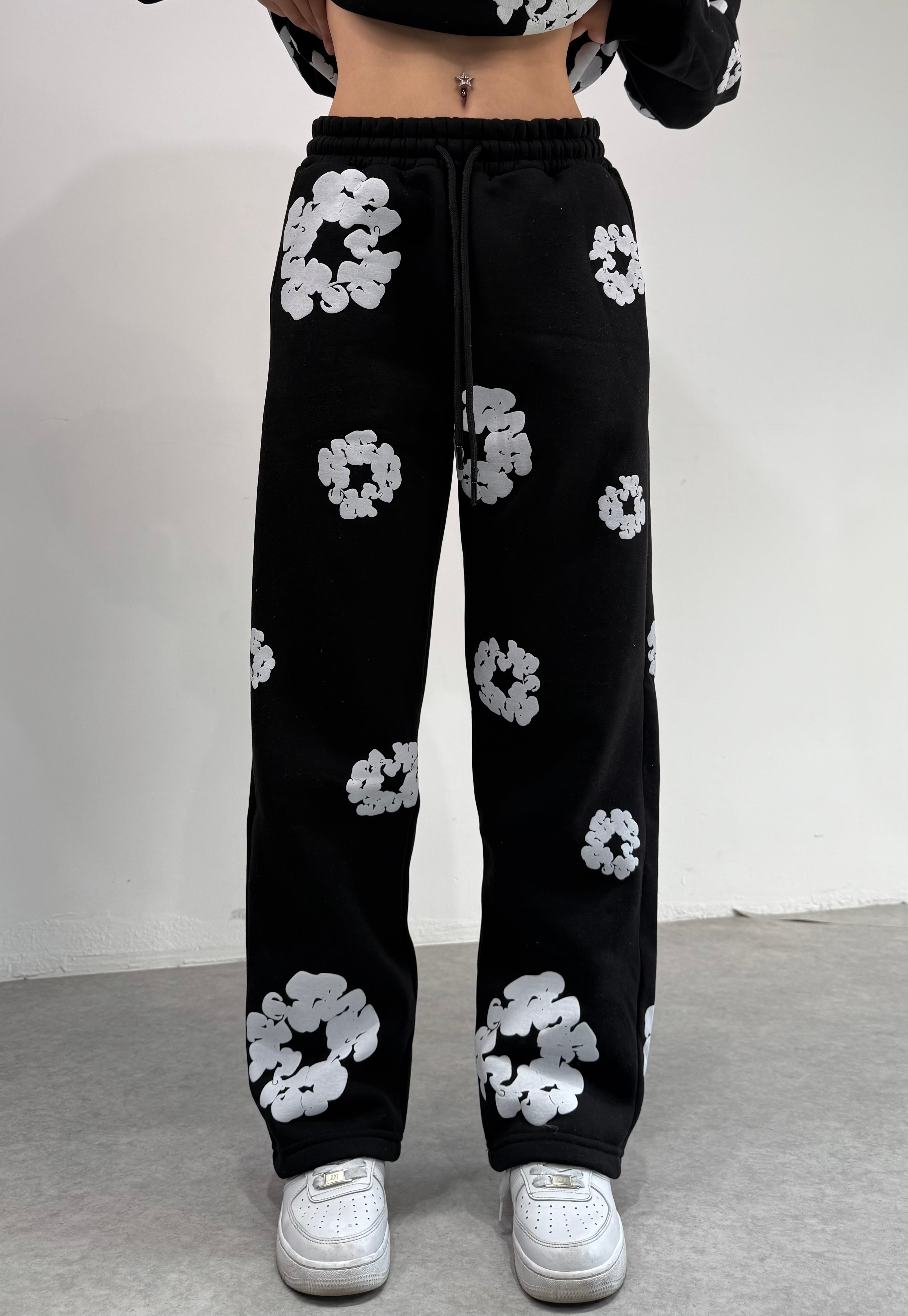 D Tears Baskılı Kışlık Oversize Eşofman Altı
