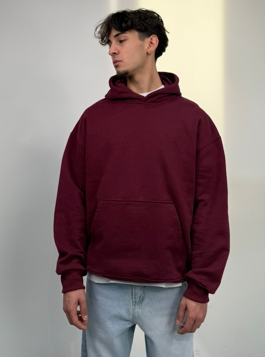 Oversize Basic Sweatshirt - Bordo
