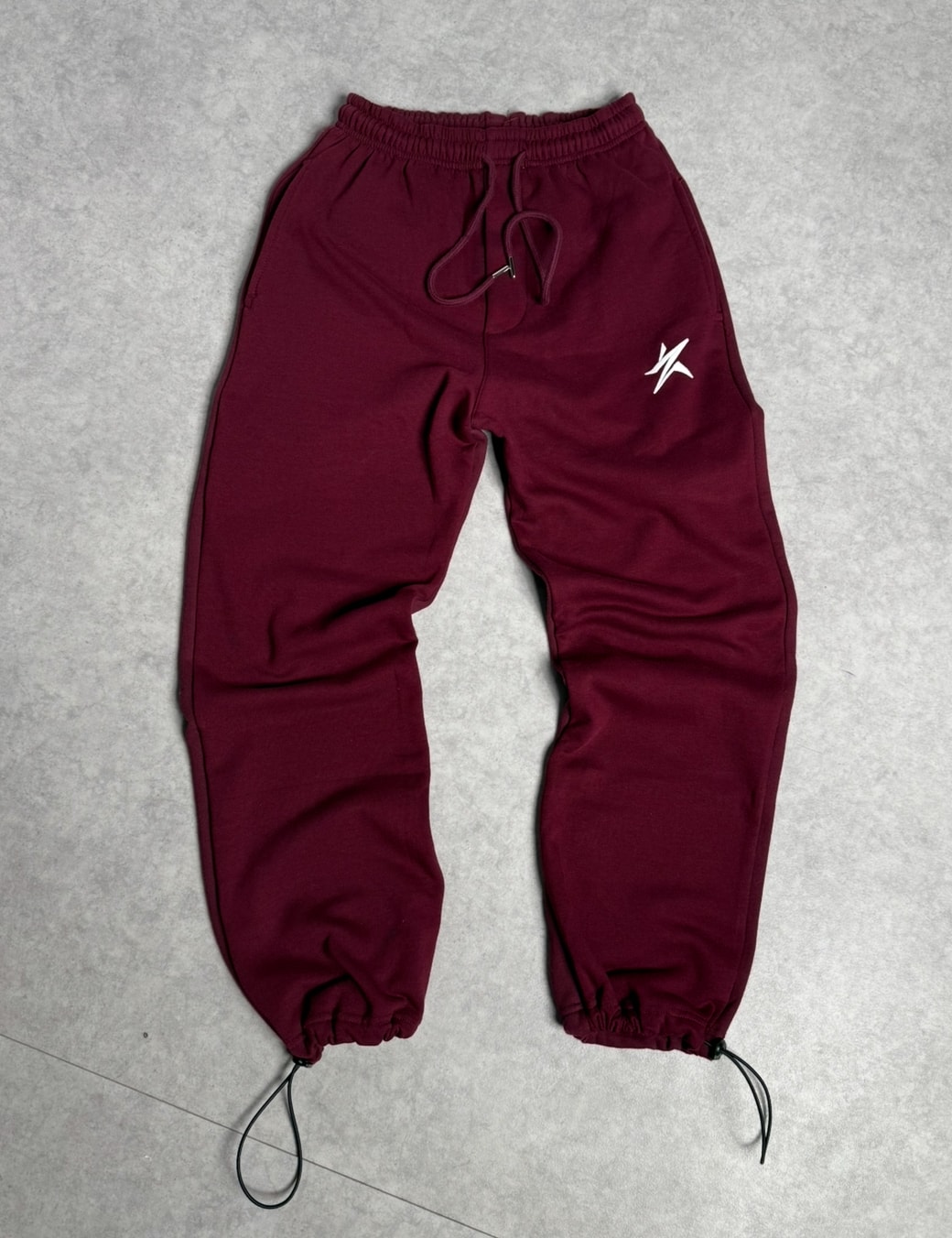 Deneme Serisi Kışlık Star Nakışlı Ayarlanabilir Paça Oversize  Eşofman Altı - Bordo