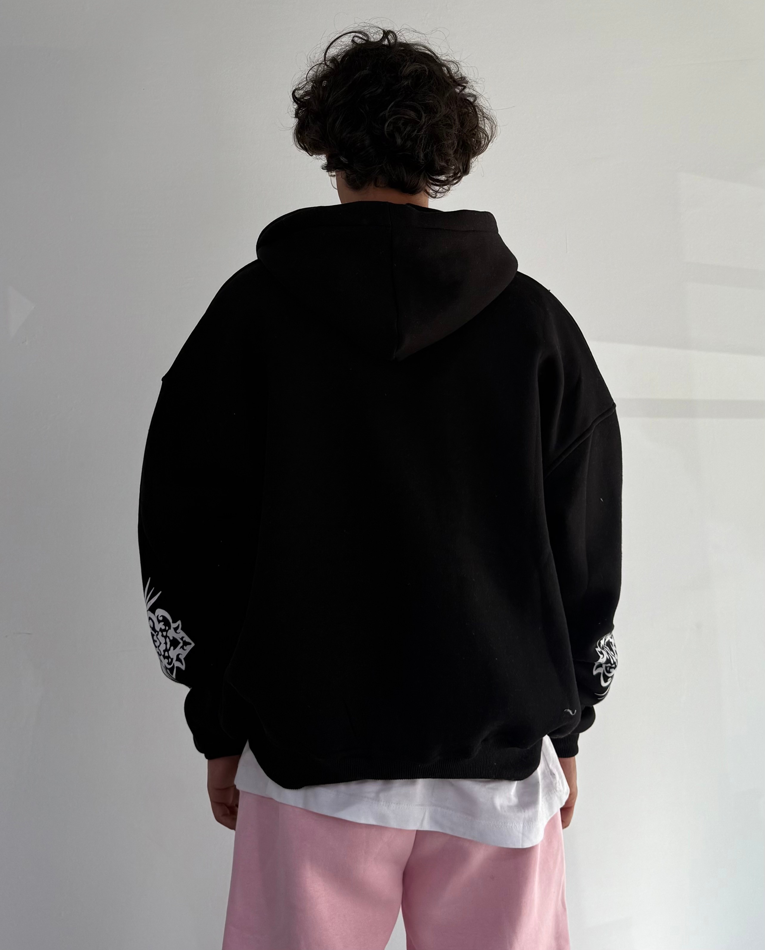 Baskılı Oversize Fermuarlı Sweatshirt