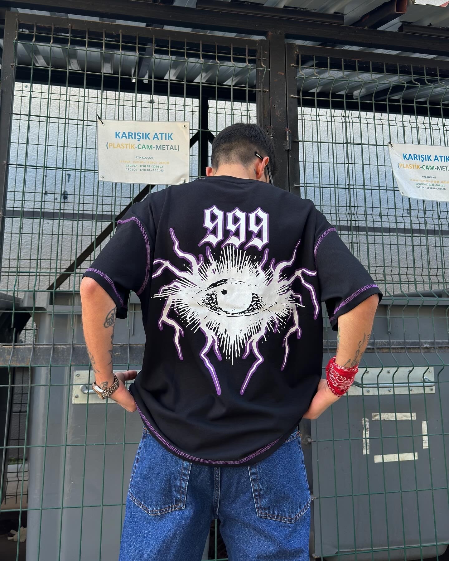 999 Baskılı  Oversize Premium Siyah T-shirt