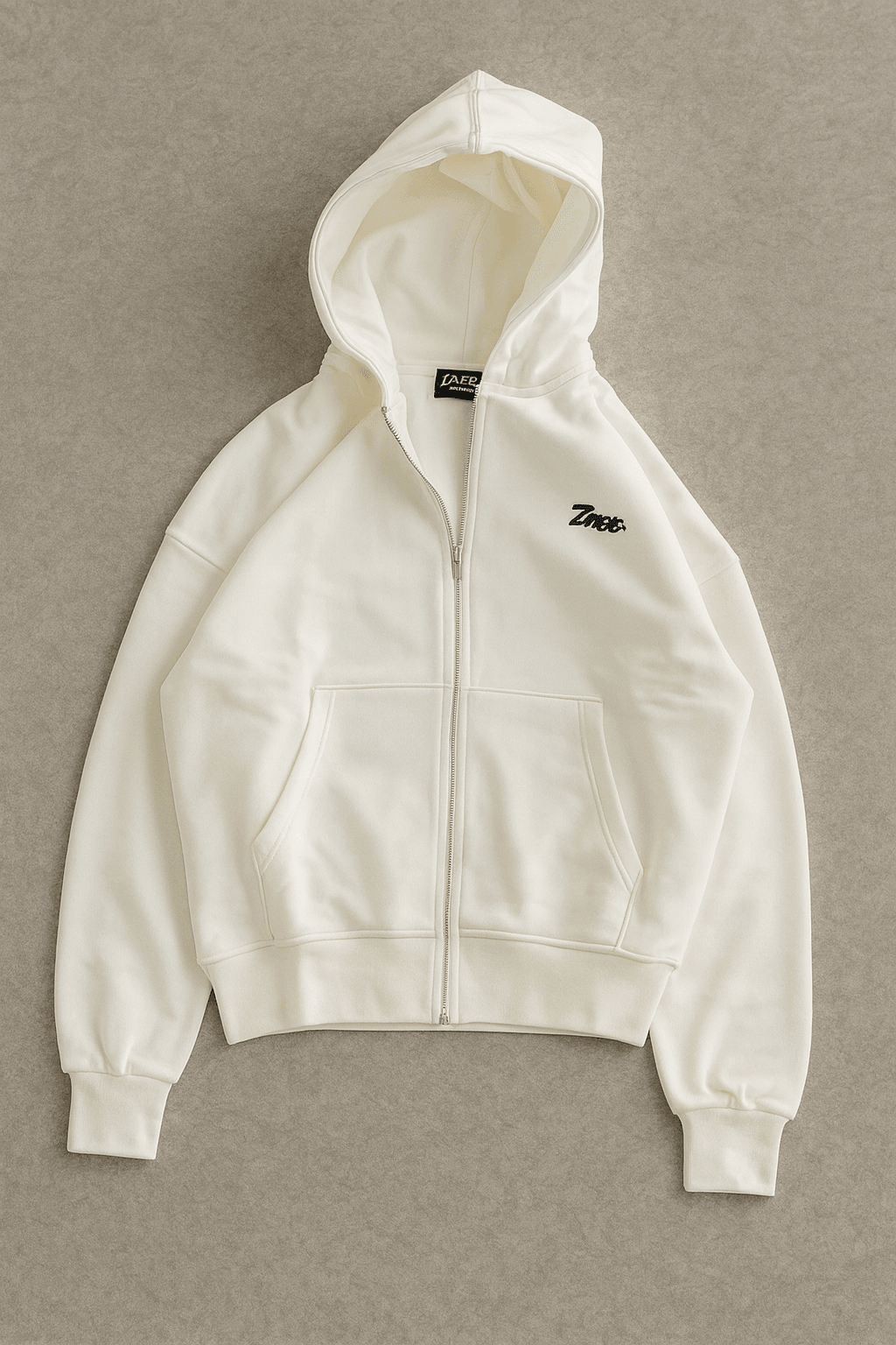 ZAEE Double Zipp Oversize Hoodie - Beyaz