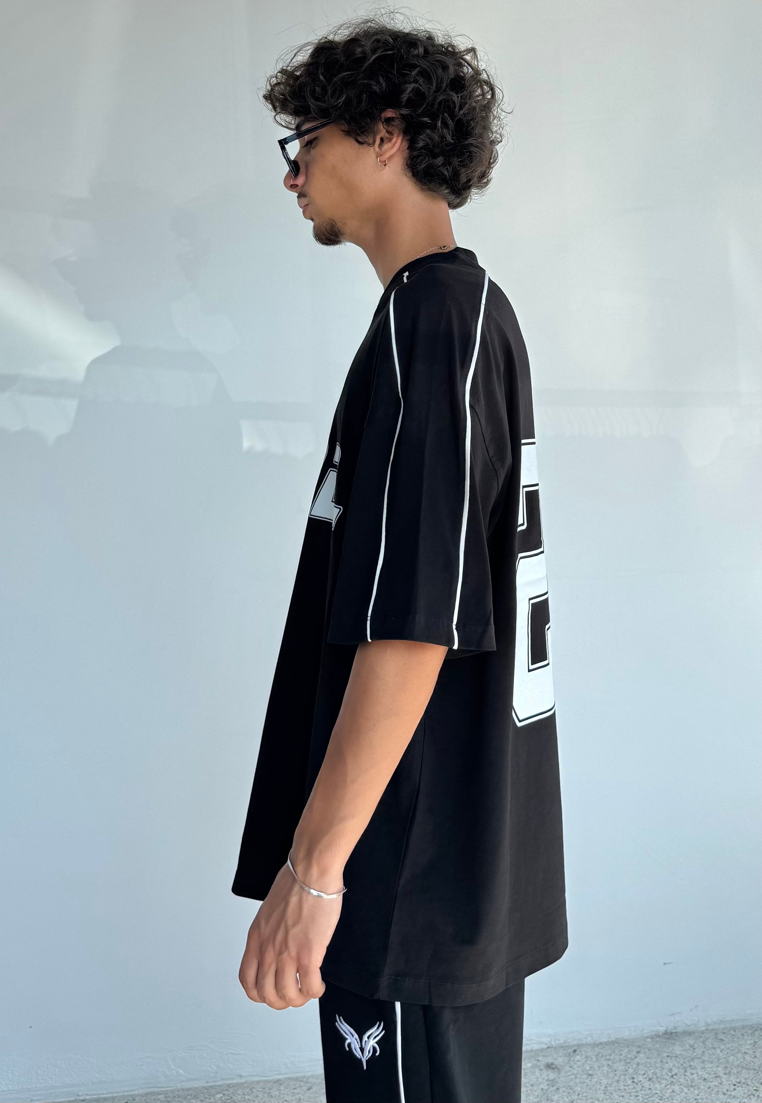 HRD Baskılı Biye Geçişli Oversize Tişört 