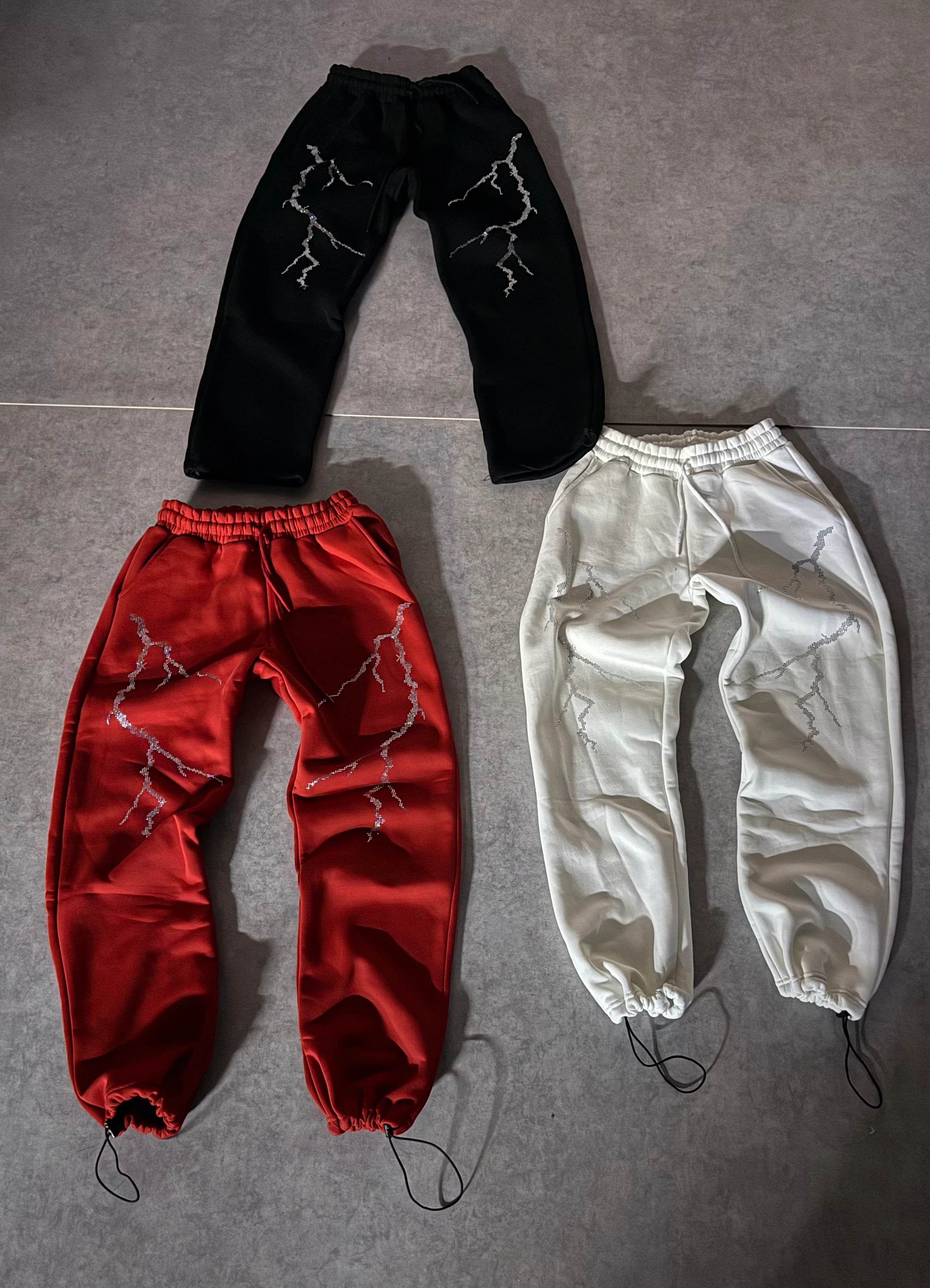 Kışlık Yıldırımlı Taşlı ayarlanabilir Paça Baggy Eşofman Altı 