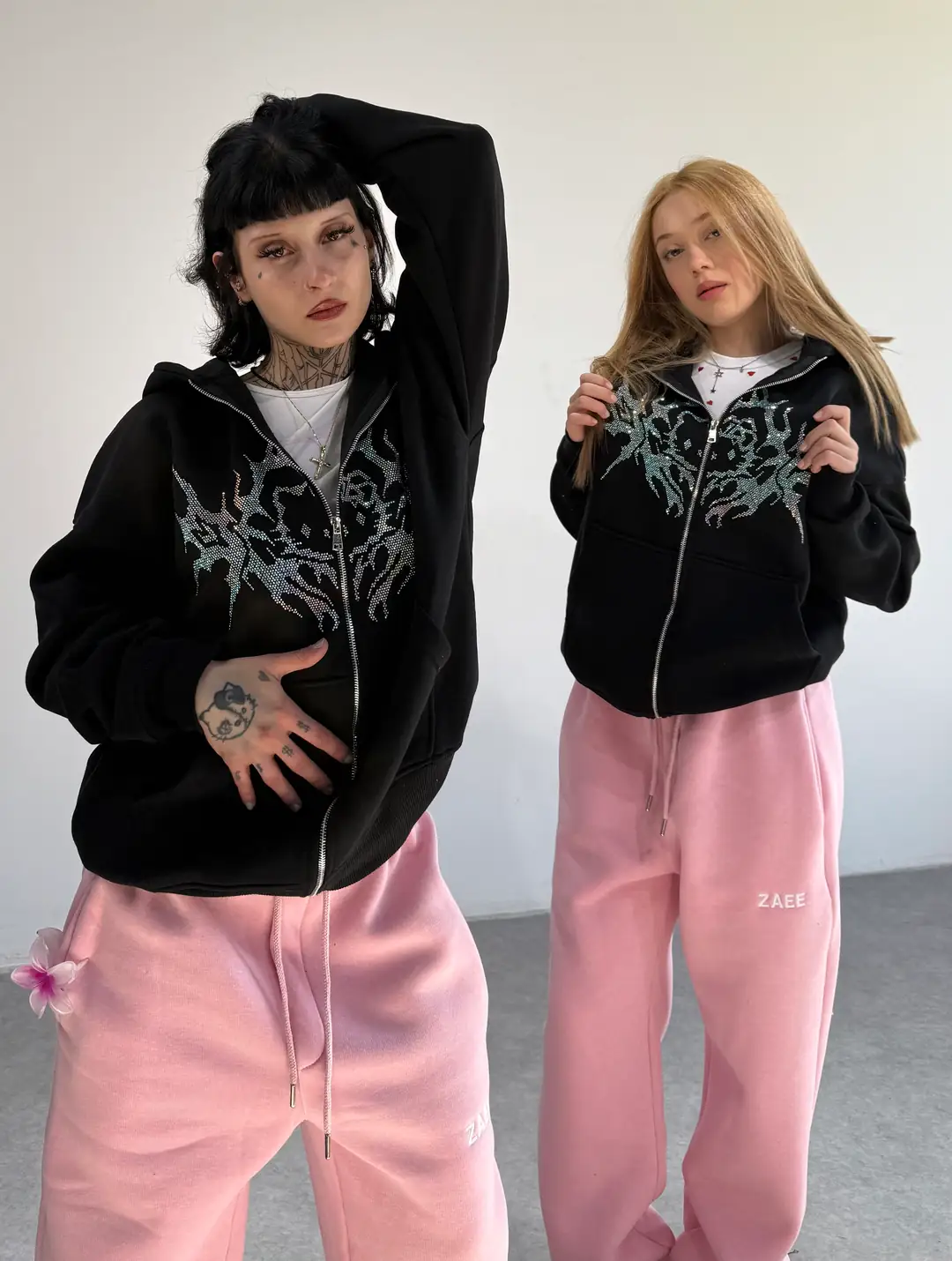 Kitty Hello Kitty taşlı Oversize Fermuarlı Hırka