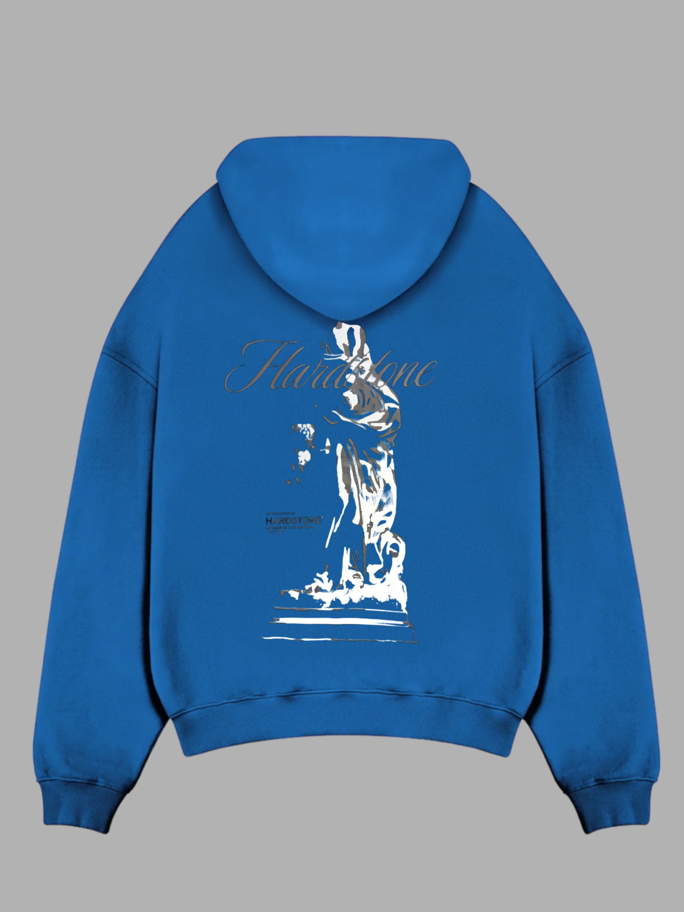 Statue Baskılı Oversize Sweatshırt - Mavi