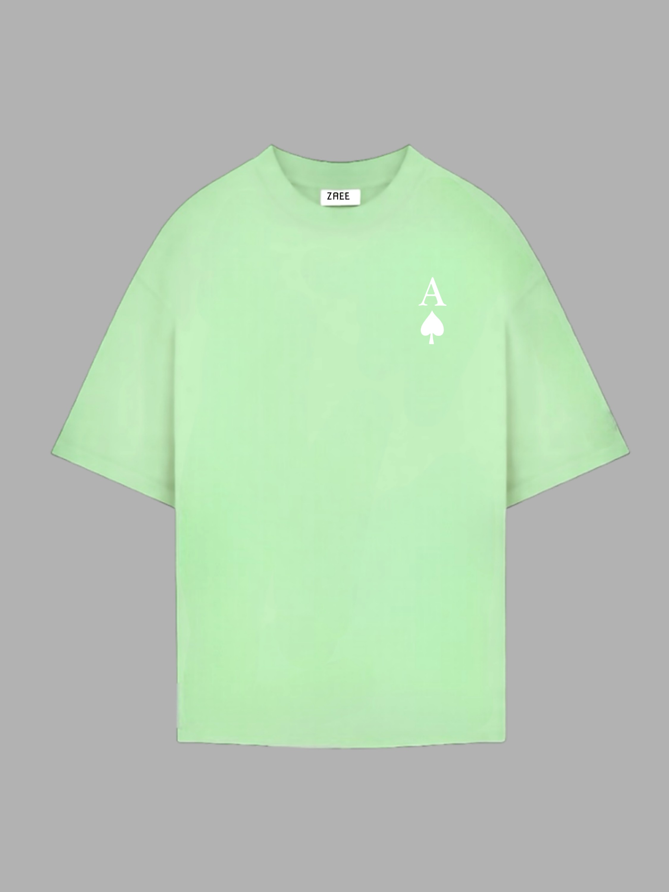 A Carte Baskılı Oversize Tişört - Su Yeşili