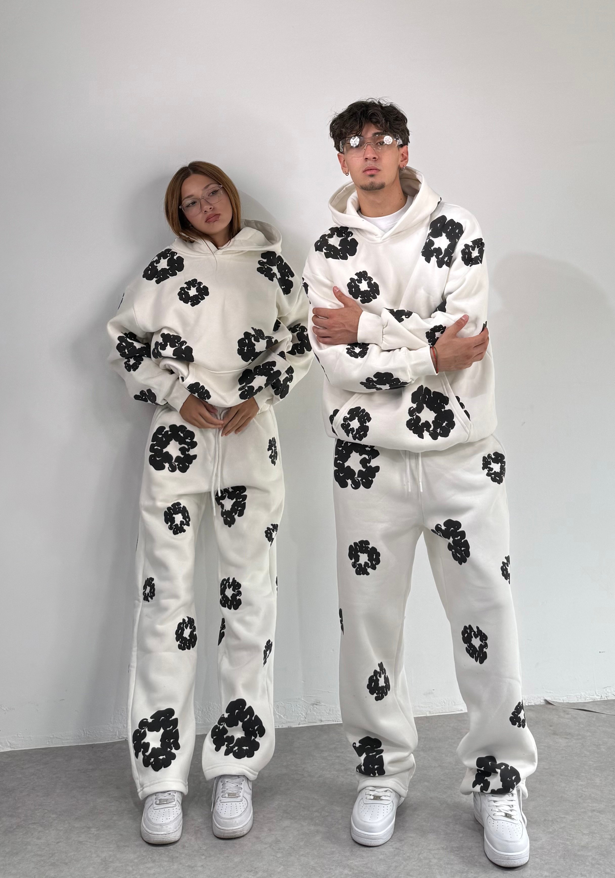 D.Tears Baskılı Oversize Eşofman Takımı  - Beyaz