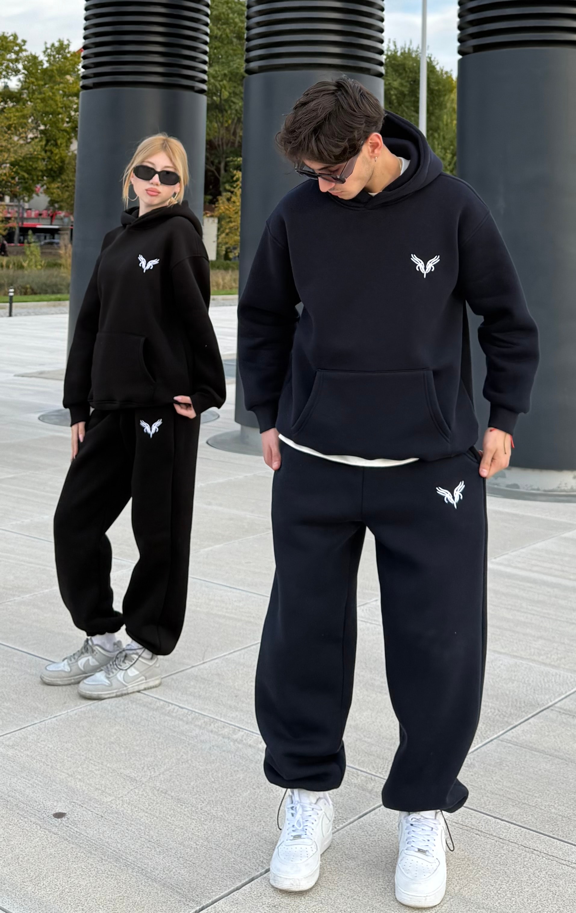 VNM Nakışlı Oversize Premium Eşofman Takımı  - lacivert