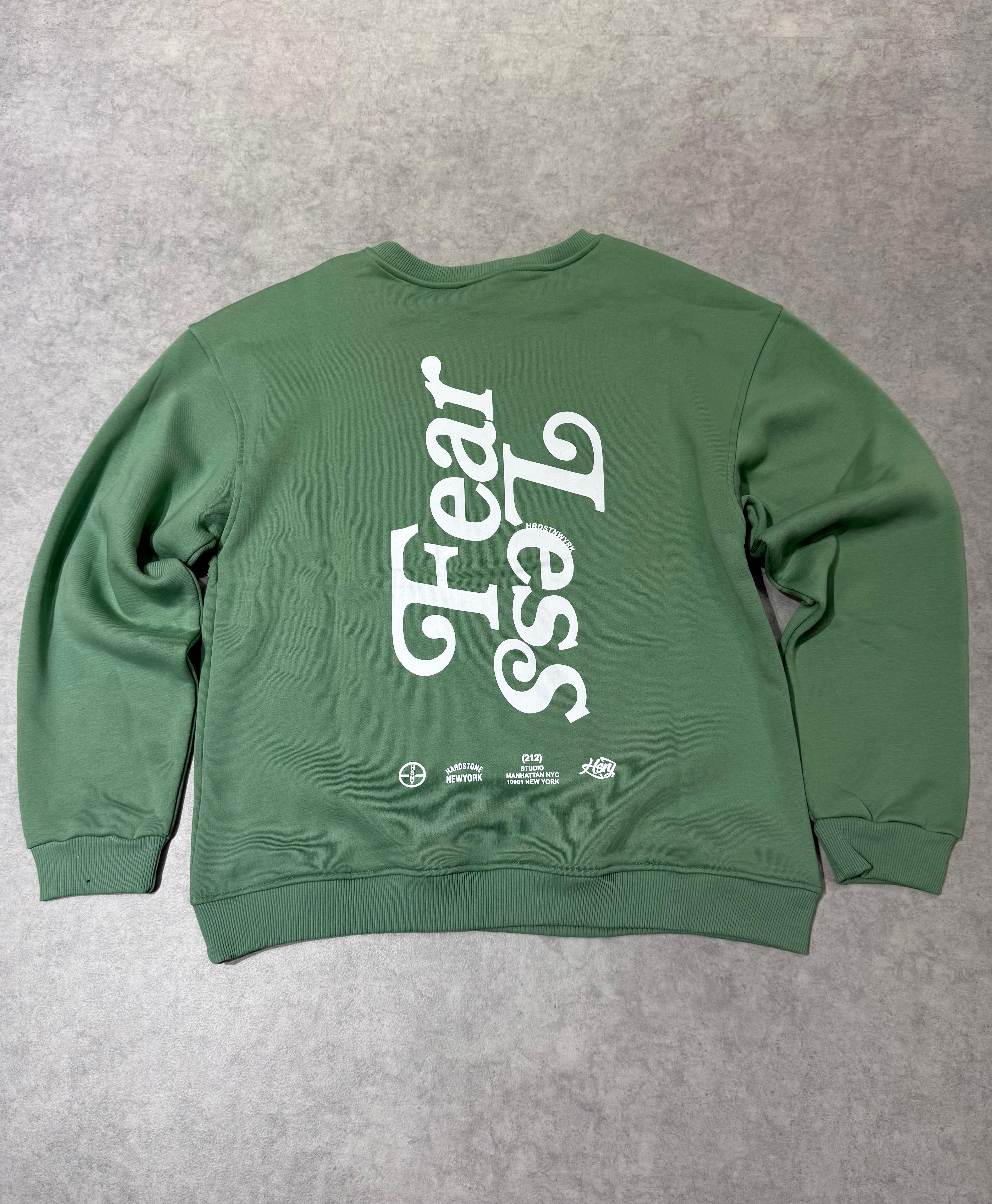 Fear Less Baskılı Oversize Sweat - Su Yeşili