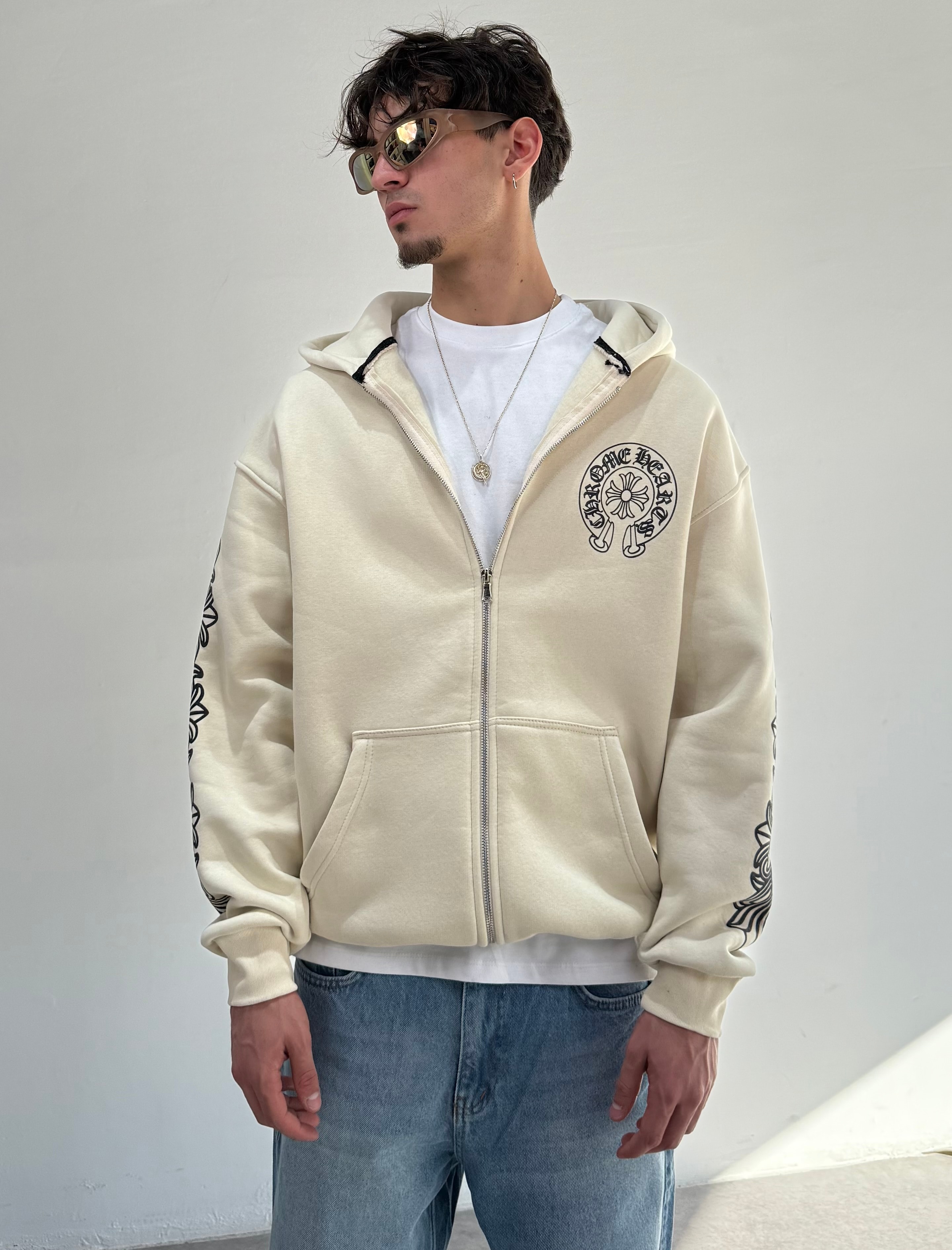 c. Baskılı Oversize Fermuarlı Sweatshirt