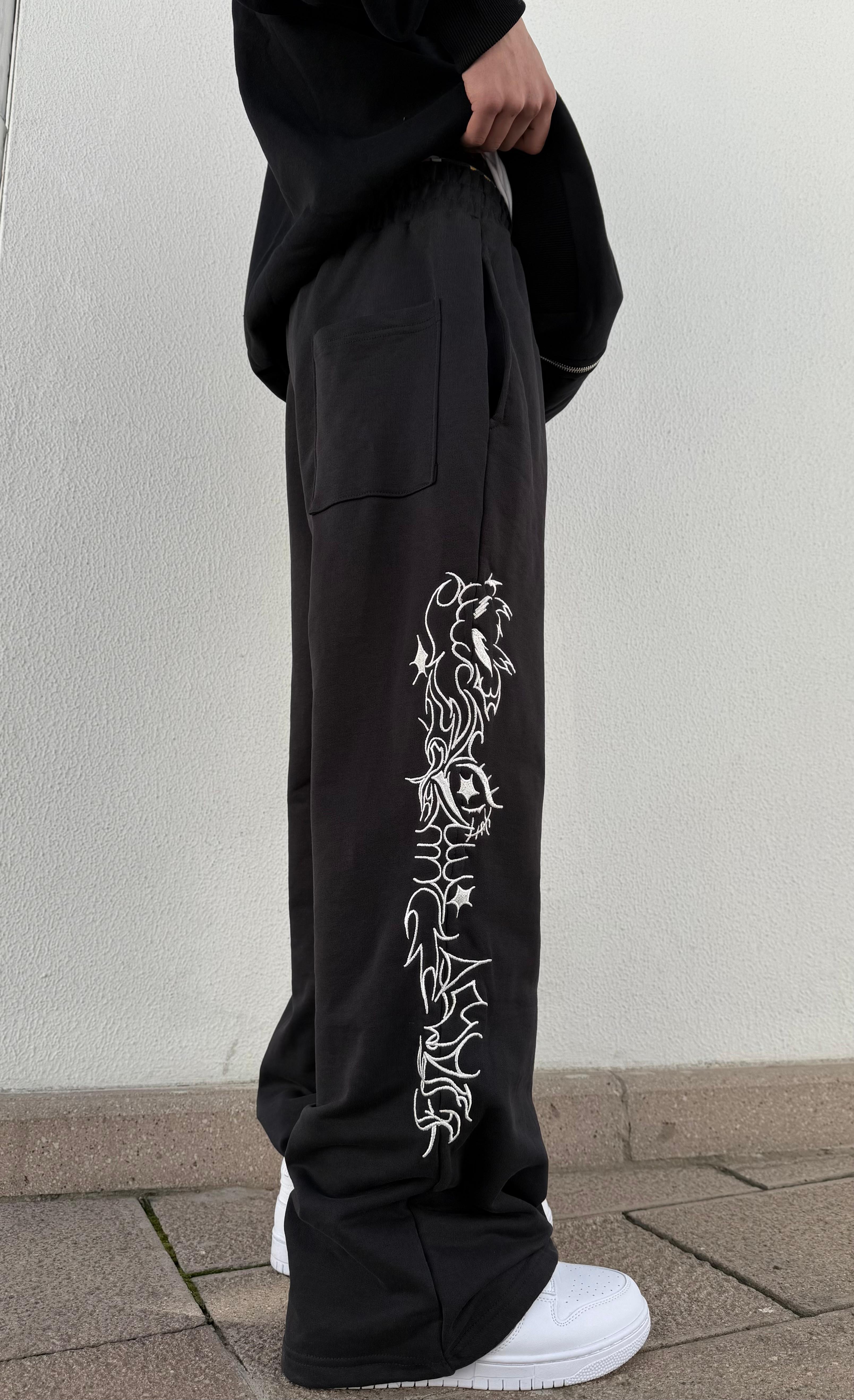 Nakışlı Ayarlanabilir Paça Premium  Baggy Eşofman Altı