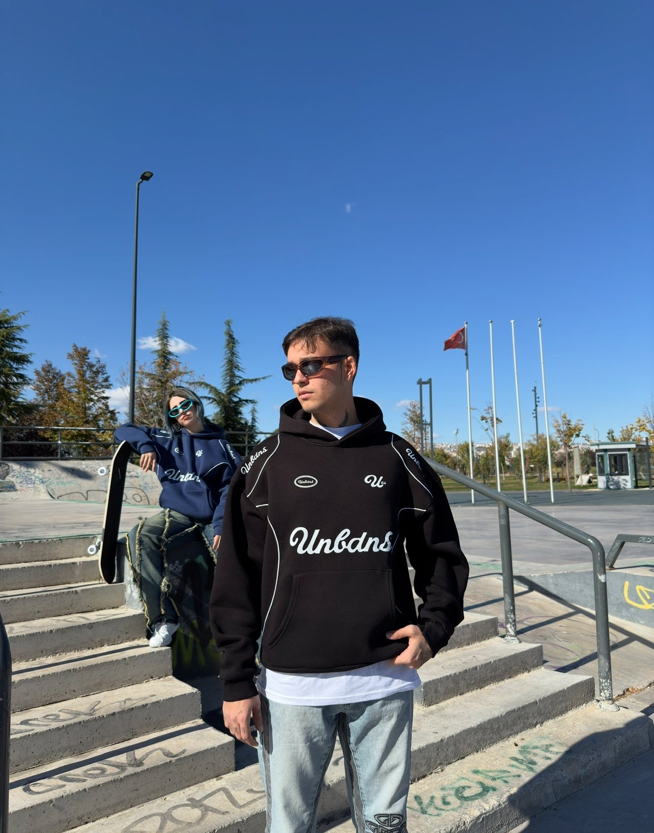 Baskılı Biye Geçişli Oversize Sweatshirt