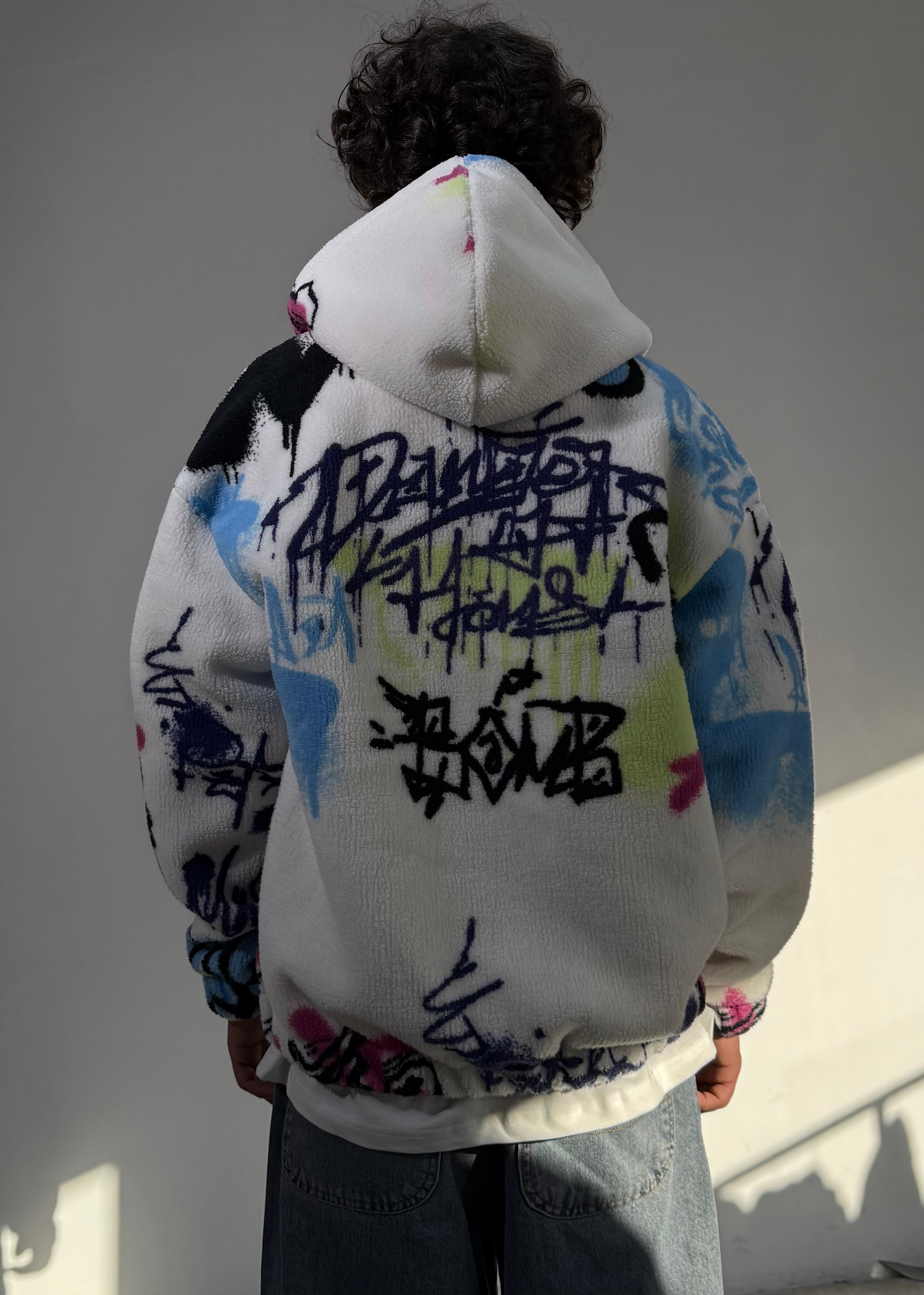 Renkli Oversize Premium Peluş Mont