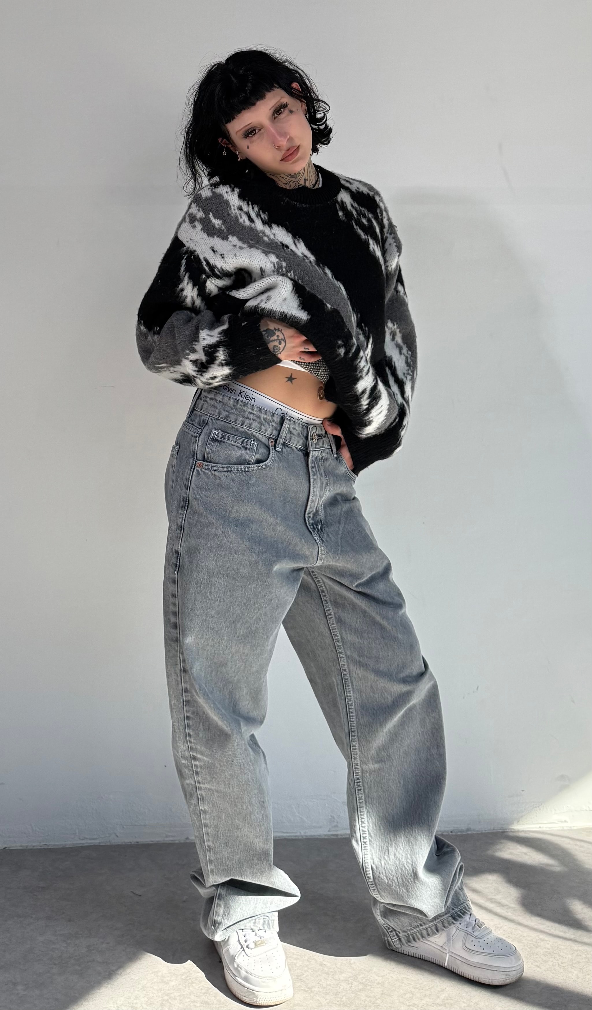 Desenli Oversize Premium Triko kazak 