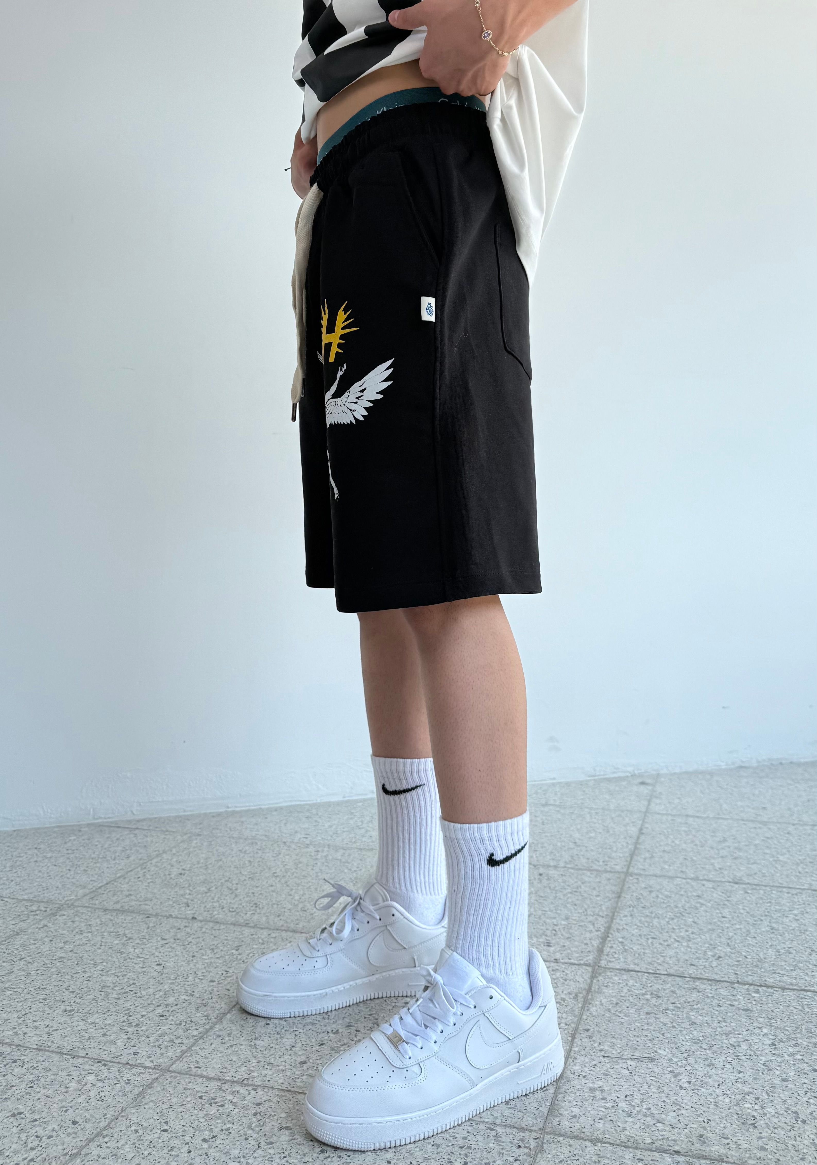 H Baskılı Oversize premium Şort 