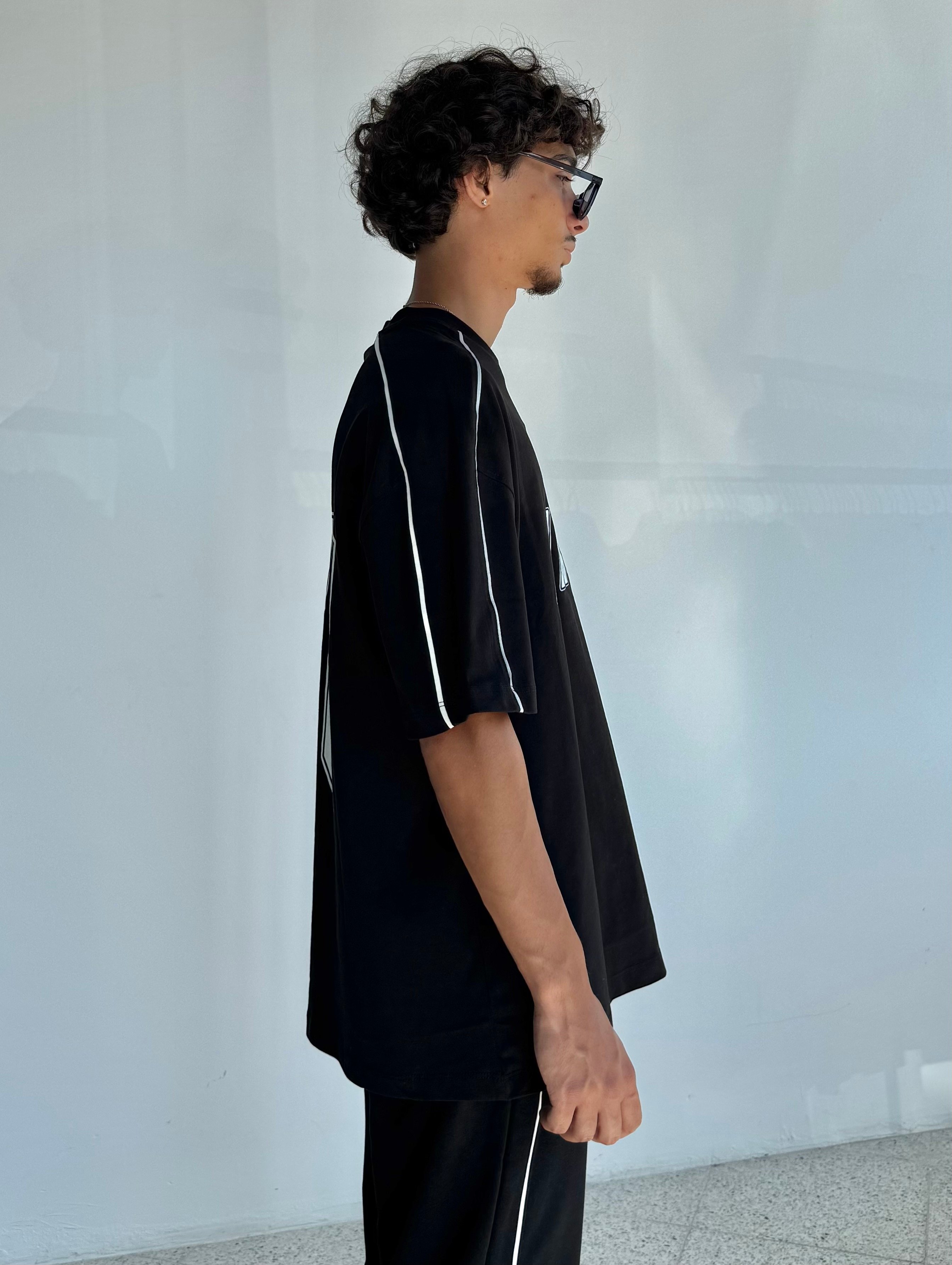 HRD Baskılı Biye Geçişli Oversize Tişört 
