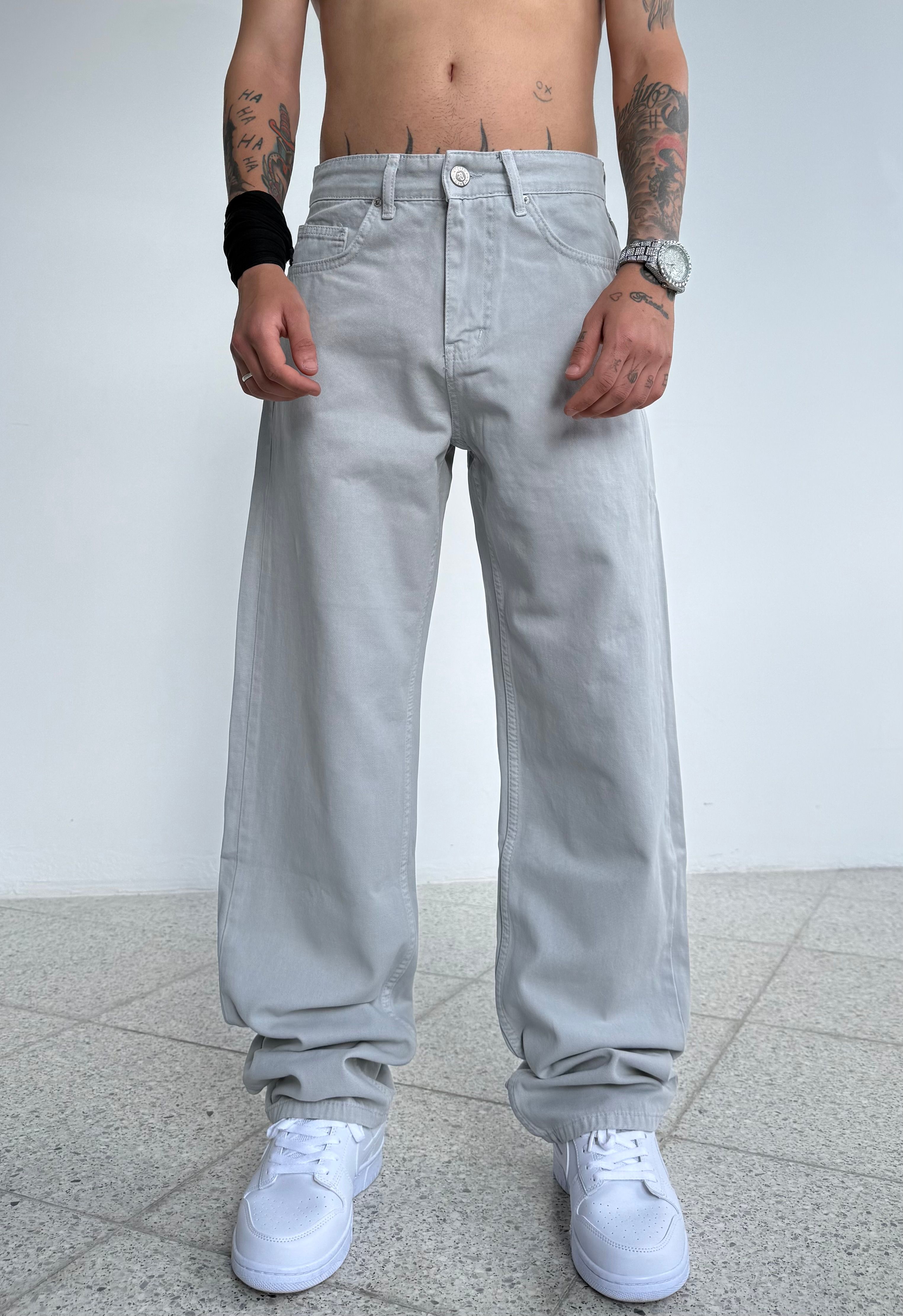Klasik  Baggy Pantolon - Gri