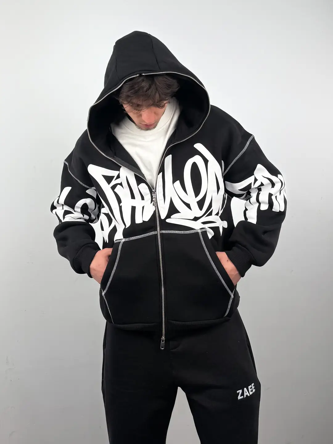 Baskılı Zipp Hoodie