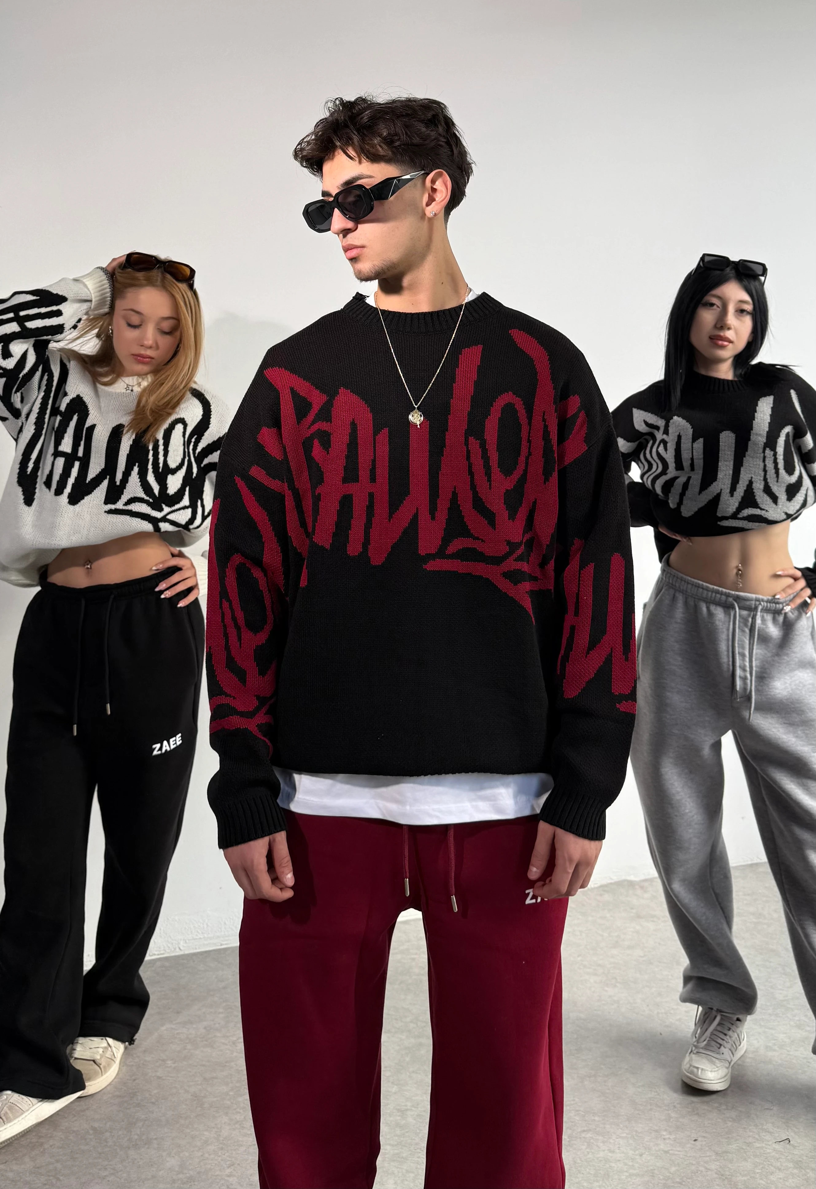 Oversize Premium Triko Kazak  - Bordo