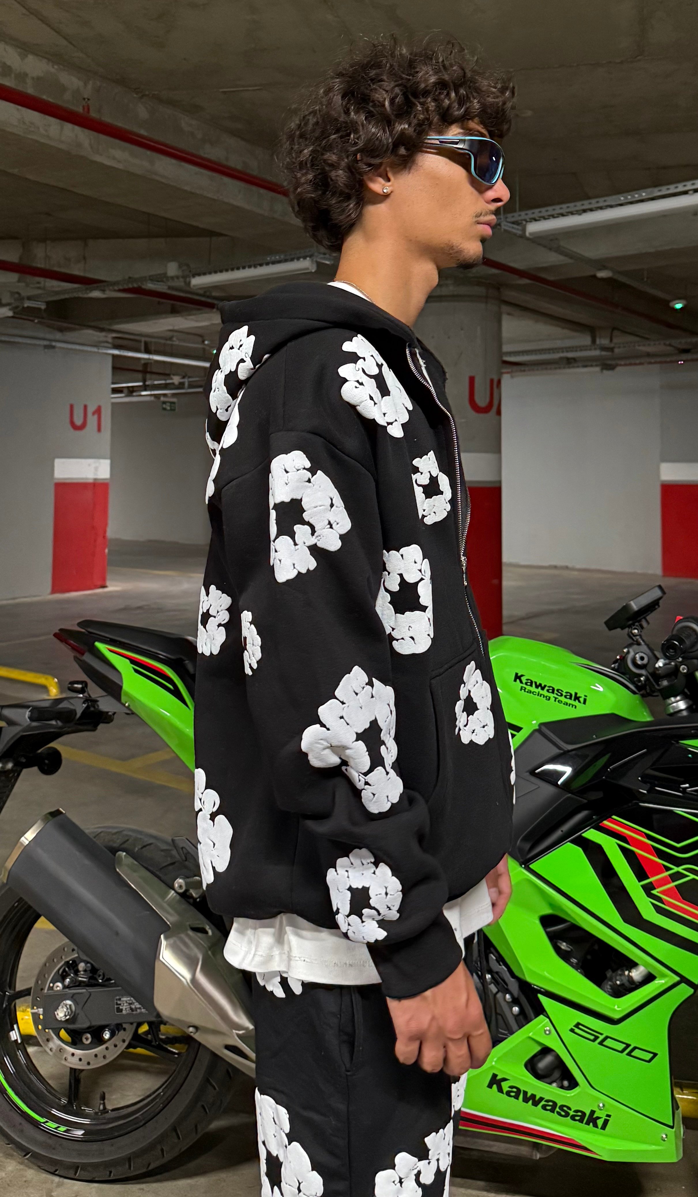 D. Tears Baskılı Oversize Zipp Hoodie