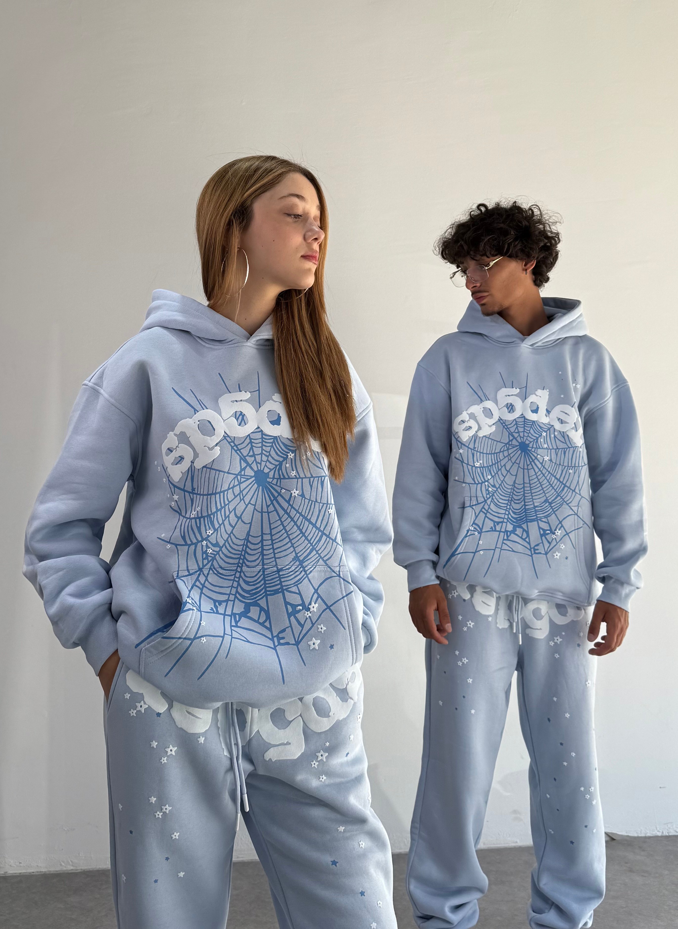 Spider Baskılı Oversize Sweatshirt  - Bebek Mavisi
