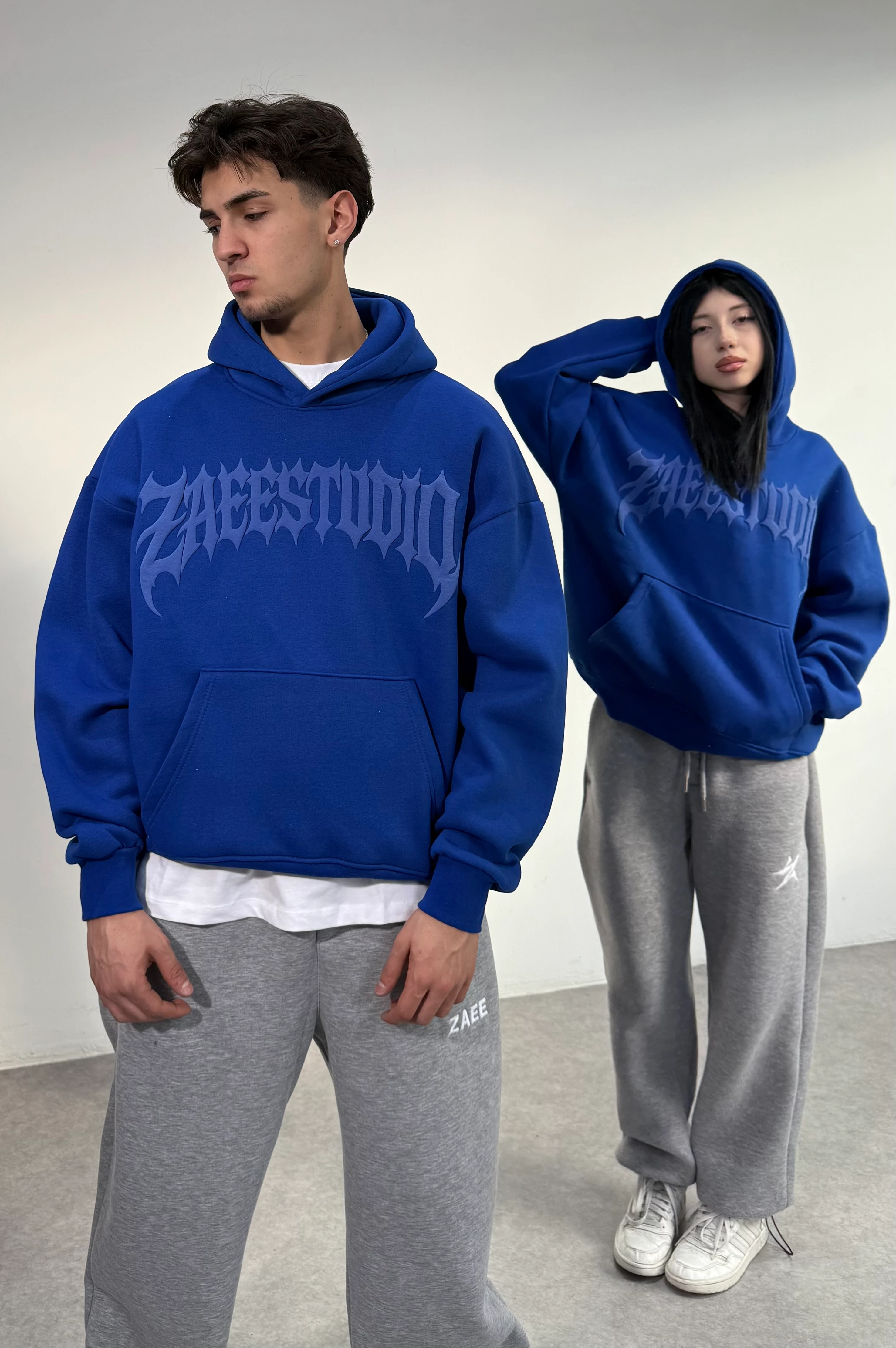 ZAEESTUDIO Renge Renk Baskılı Oversize Sweatshirt - Saks Mavi