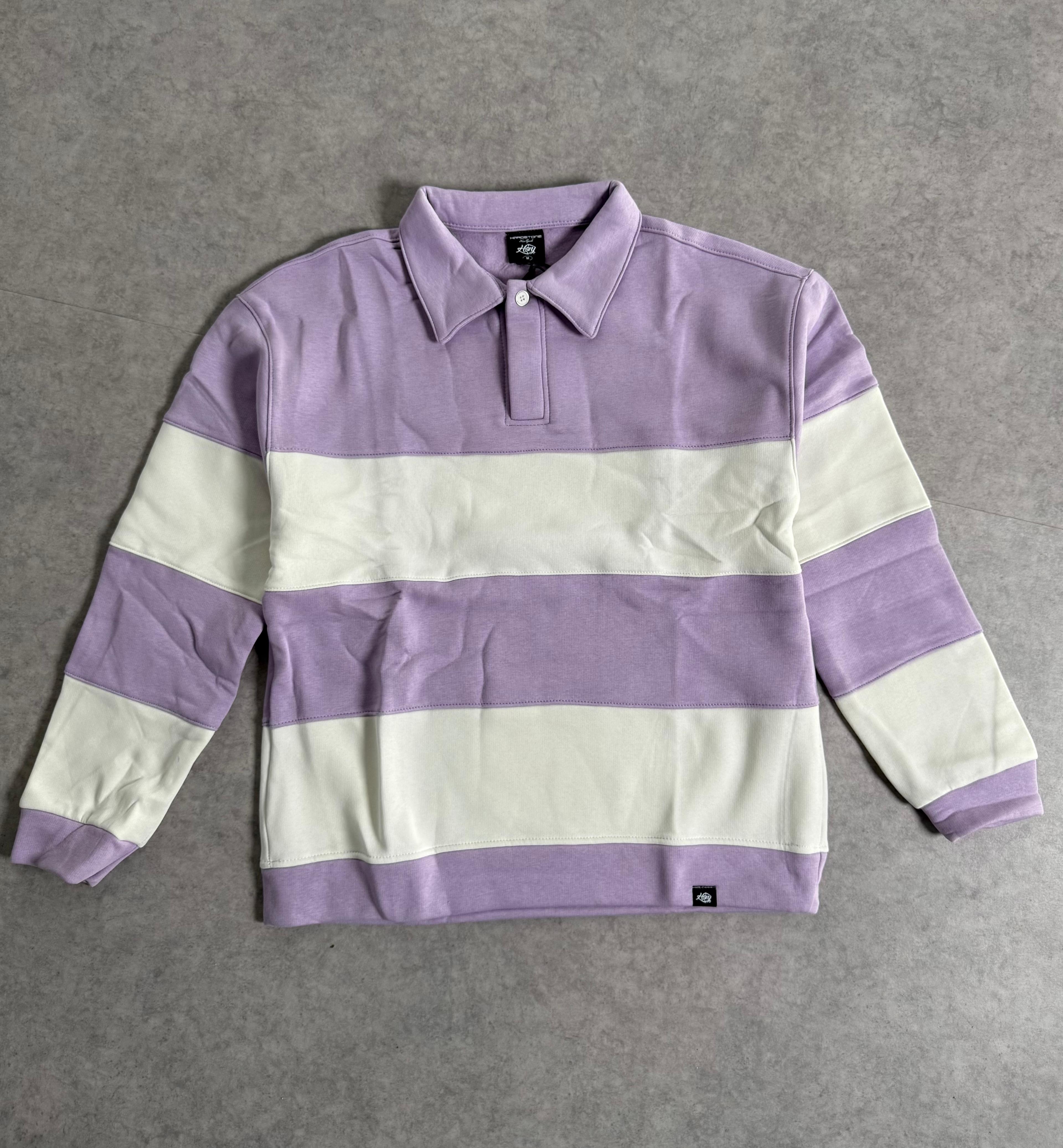 Çizgili Oversize Sweatshirt  - lila