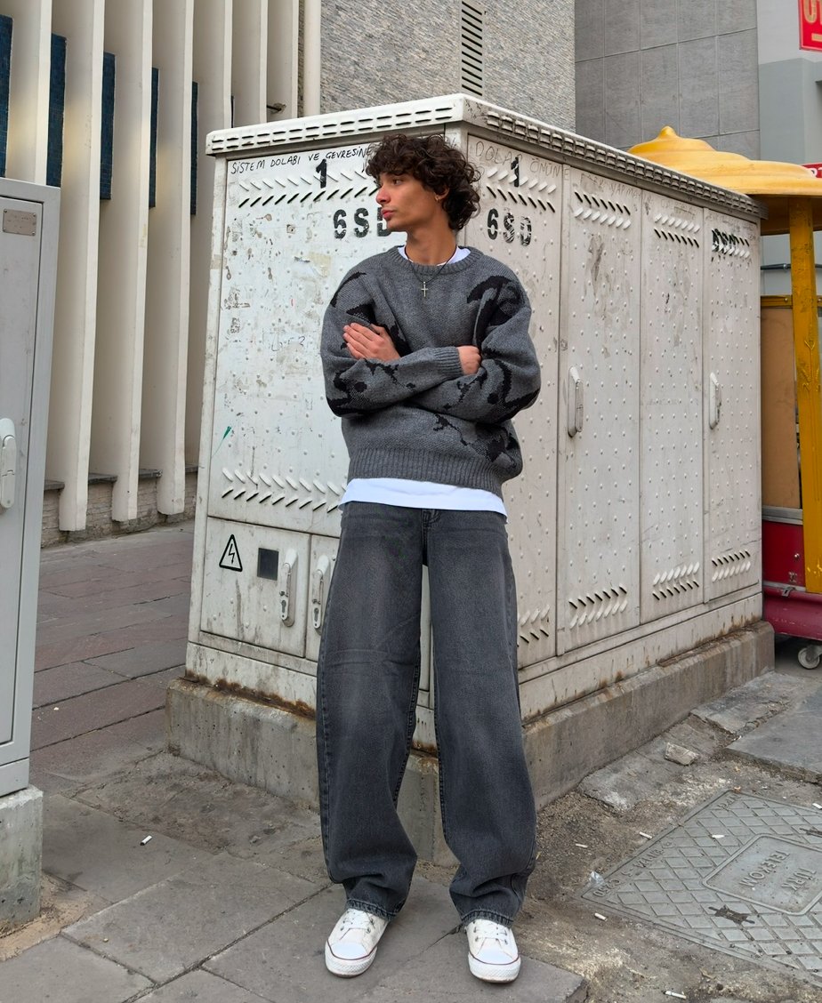 Desenli Oversize Premium Triko