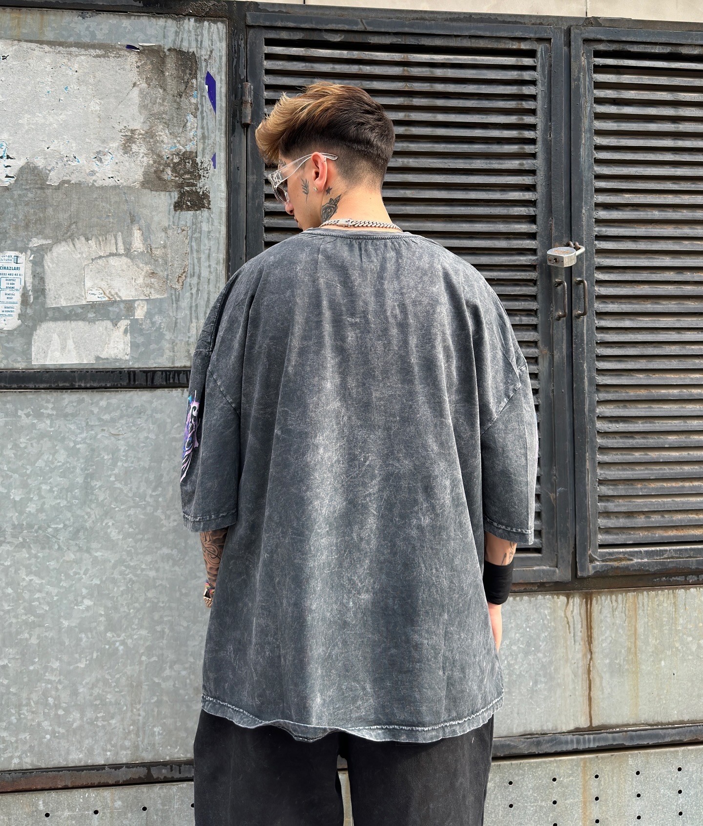 Acı Wash Baskılı Oversize Tişört