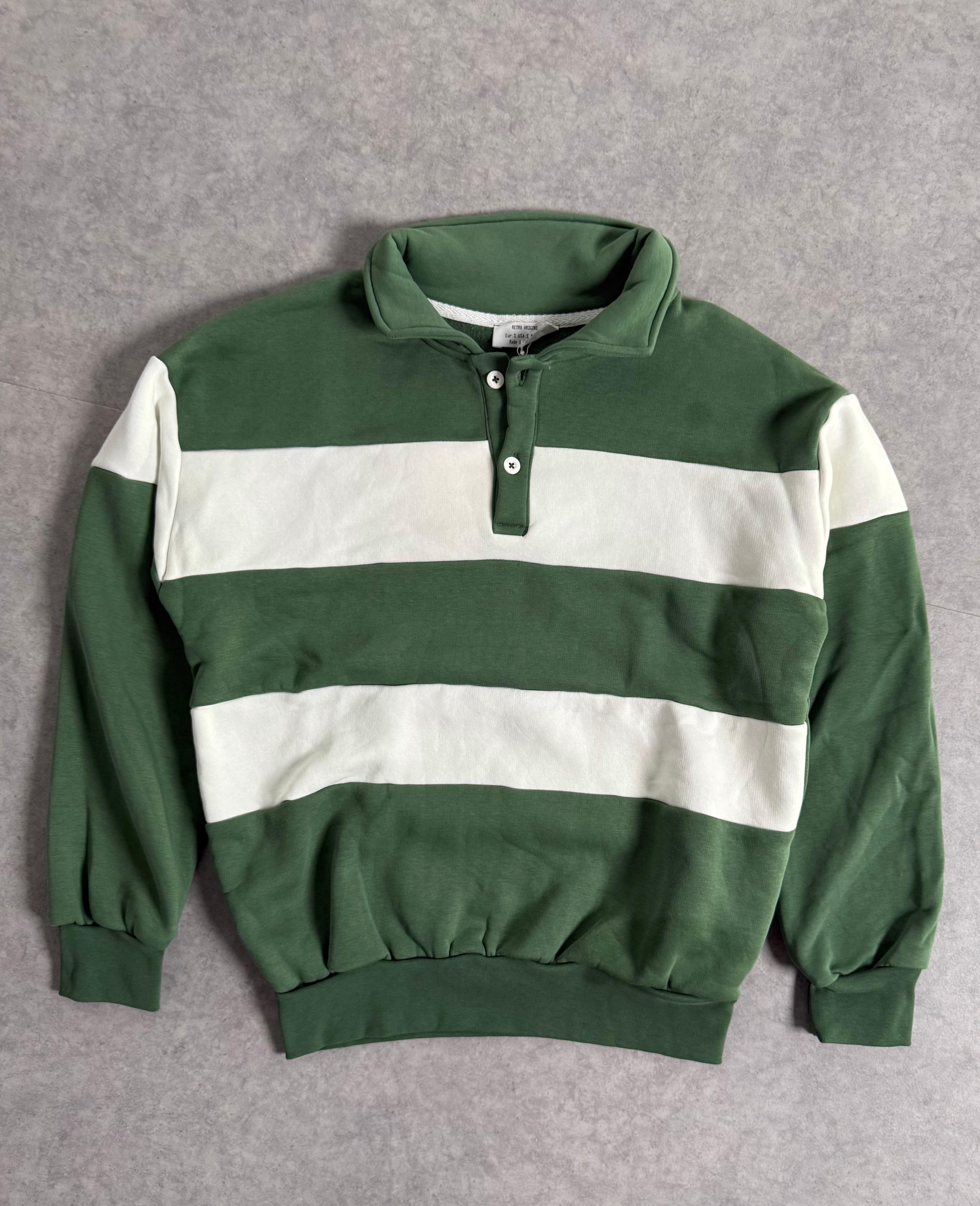 Çizgili Oversize Sweatshirt  - yeşil